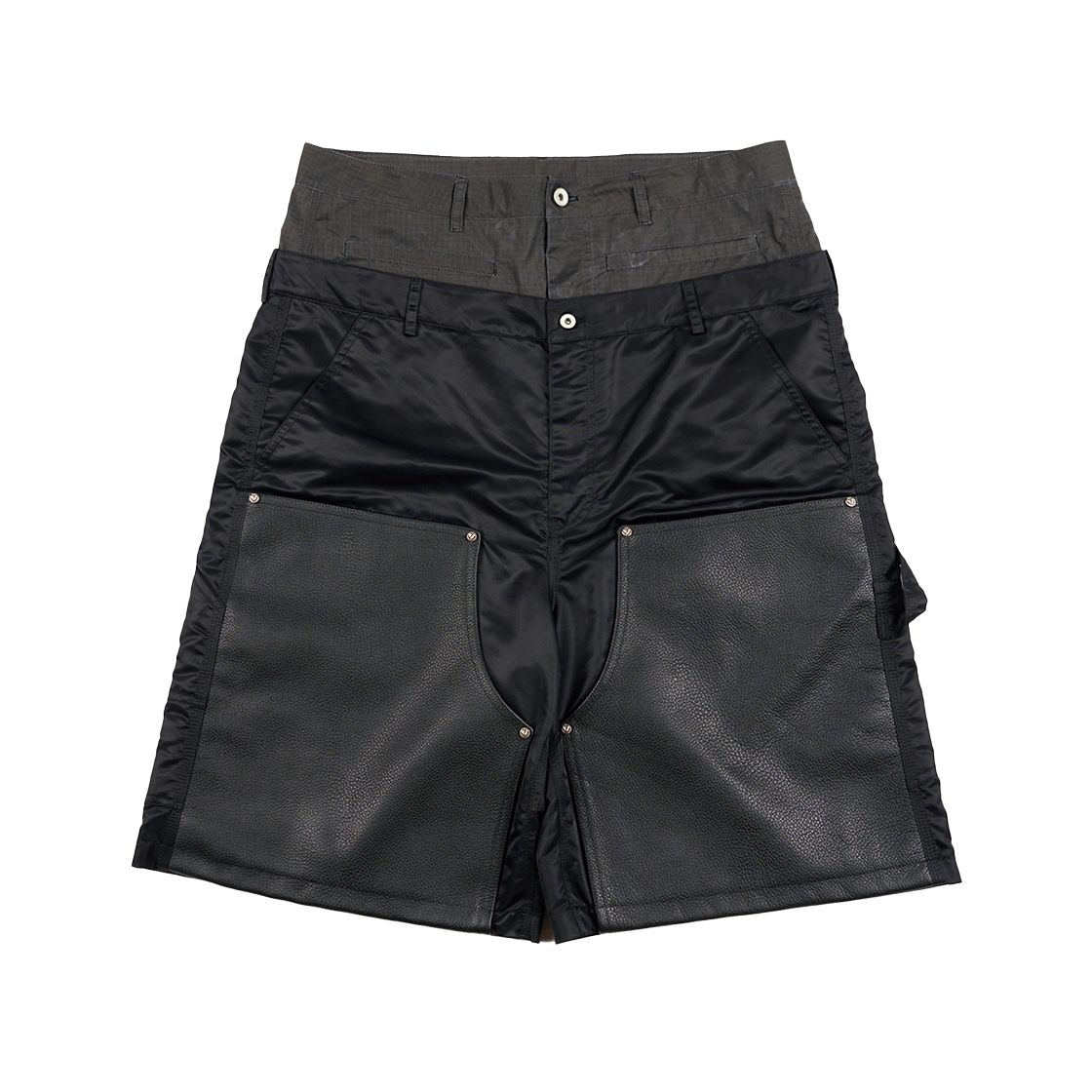 칵 버뮤다 쇼츠 블랙(Khak. Bermuda Shorts In Nylon / Leather Black)