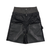 Khak. Bermuda Shorts In Nylon / Leather Black