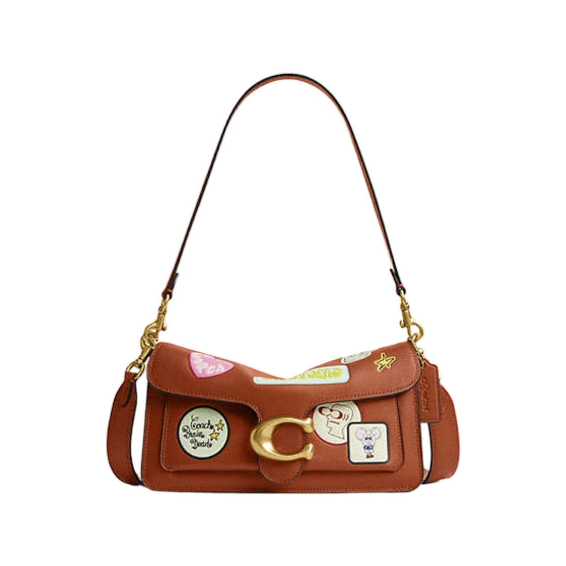 코치 x 브레인 데드 소프트 태비 숄더백 26 패치 브라스 앰버 브라운(Coach x Brain Dead Soft Tabby Shoulder Bag 26 with Patch Brass Amber Brown) - 1