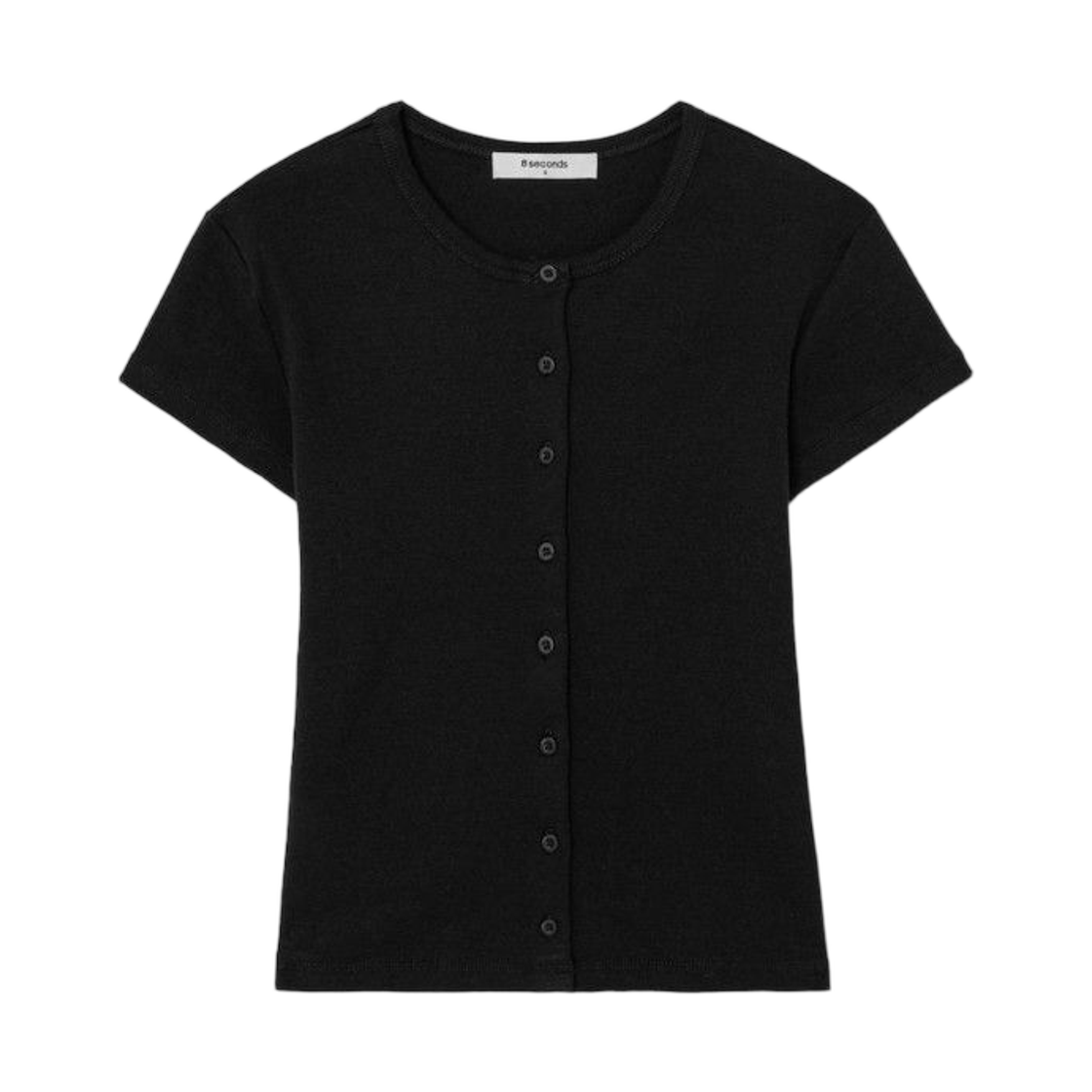 (W) 에잇세컨즈 저지 숏슬리브 리브드 가디건 블랙((W) 8seconds Jersey Short Sleeve Ribbed Cardigan Black)
