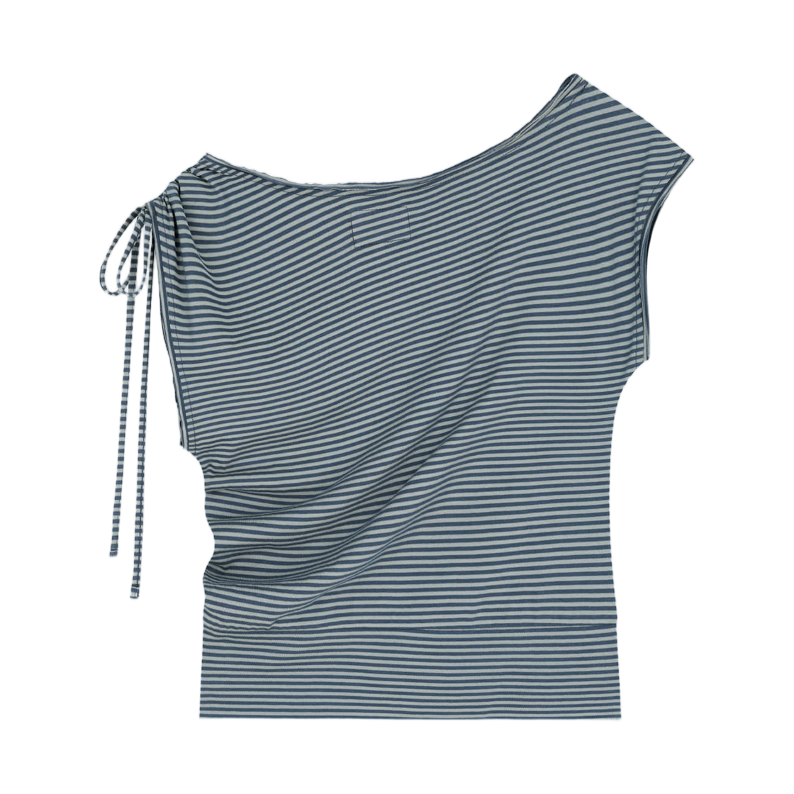 (W) 마뗑킴 드레이프 어시메트릭 슬리브리스 탑 스모크 블루((W) Matin Kim Draped Asymmetric Sleeveless Top In Smoke Blue) - 2