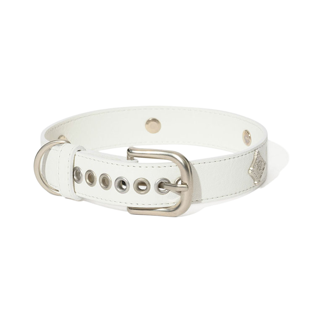 비에스래빗 시그너쳐 리벳 비건 레더 독 카라 화이트(Bsrabbit Signature Rivet Vegan Leather Dog Collar White) - 2