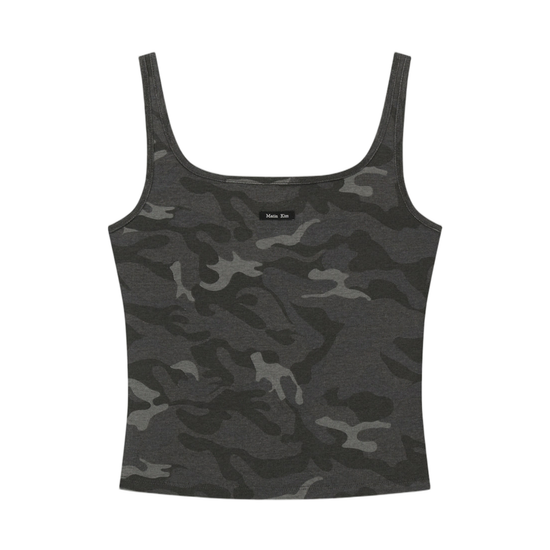 (W) 마뗑킴 스퀘어 넥 크롭 탱크탑 차콜((W) Matin Kim Square Neck Cropped Tank Top In Charcoal) - 2