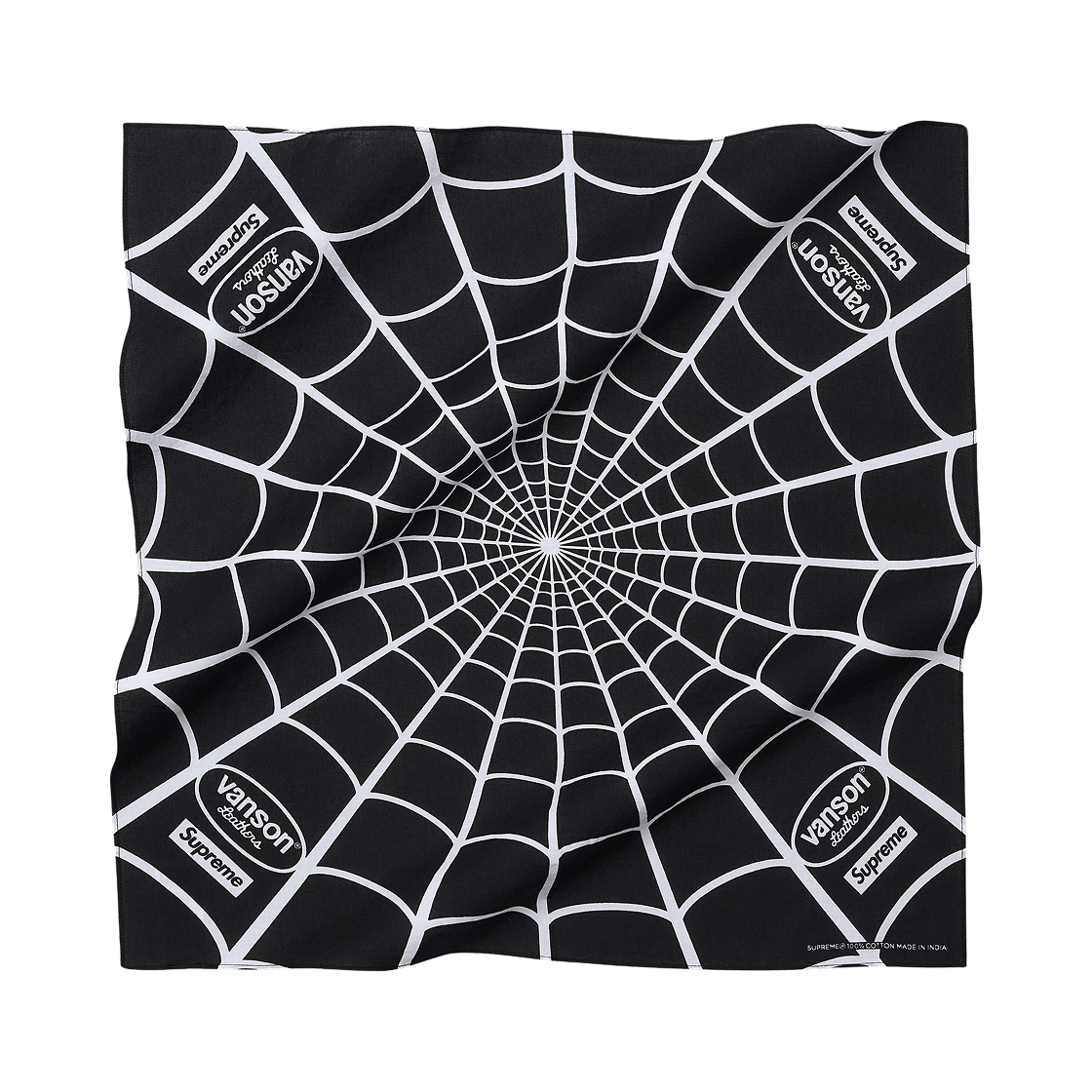 슈프림 x 밴슨 레더 스파이더맨 반다나 블랙 - 26SS(Supreme x Vanson Leathers Spider-Man Bandana Black - 26SS)