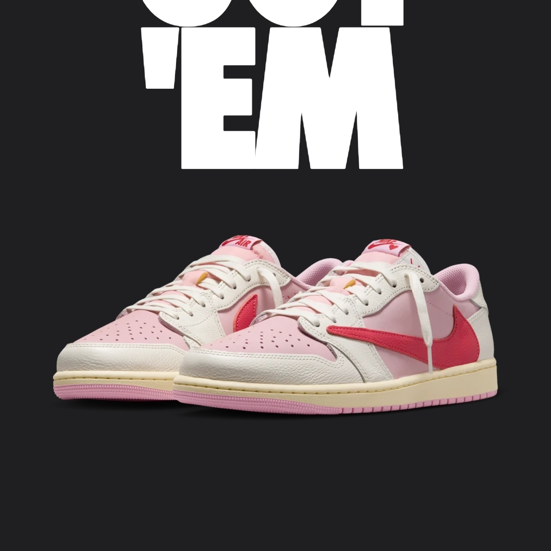 Jordan 1 x Travis Scott Retro Low OG SP Sail Tropical Pink 착용 스타일