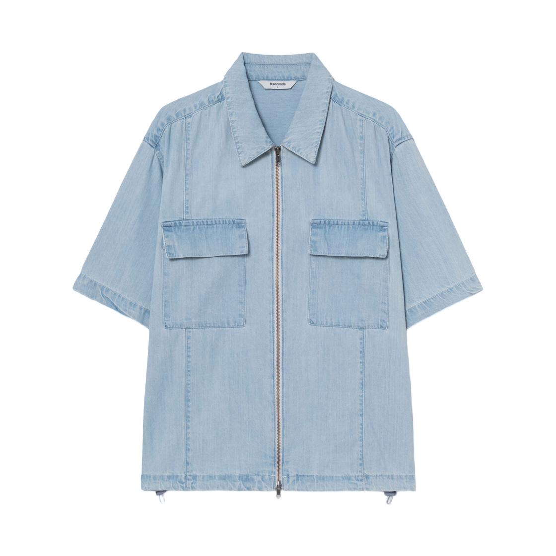 265565AP5Q 8seconds Lightweight Zip Up Denim Short Sleeve Shirt Sky Blue