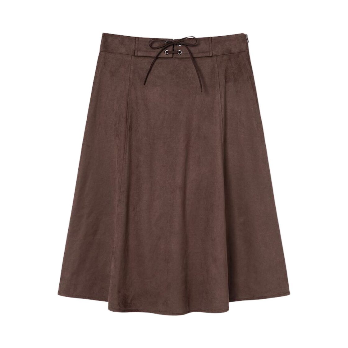 (W) 에잇세컨즈 스웨이드 미디 스커트 브라운((W) 8seconds Suede Midi Skirt Brown) - 1