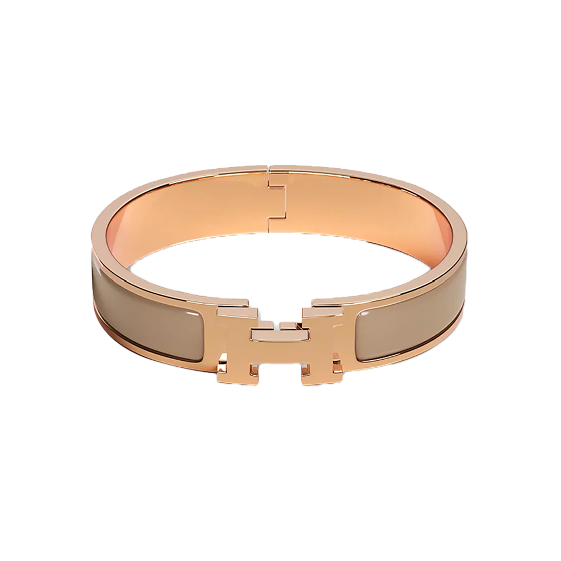 ITTOOKJNNLLV Hermes Click H Bracelet in Glossy Rose Gold, Maron Glace