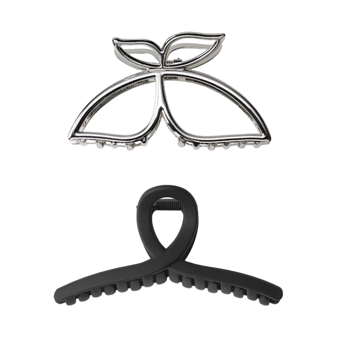 (W) GU 메탈 버터플라이 헤어 클립 실버 (2개입)((W) GU Metal Butterfly Hair Clip Silver (2 Pack)) - 1