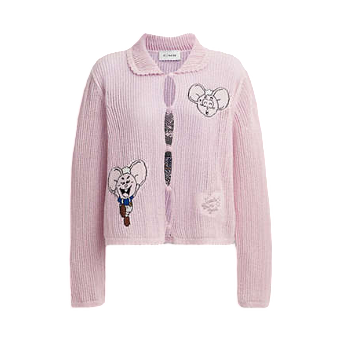 (W) 코치 x 브레인 데드 카치 마우스 가디건 인 오가닉 코튼 핑크((W) Coach x Brain Dead Kachi Mouse Cardigan in Organic Cotton Pink) - 1