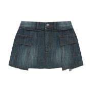 (W) Matin Kim Cargo Mini Denim Skort In Blue