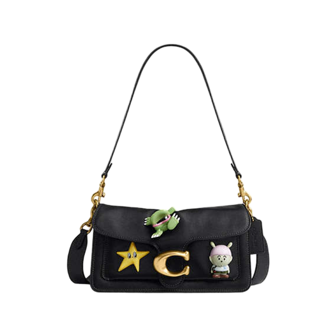 CEO05-B4/BK Coach x Brain Dead Soft Tabby Shoulder Bag 26 with Pin Brass Black