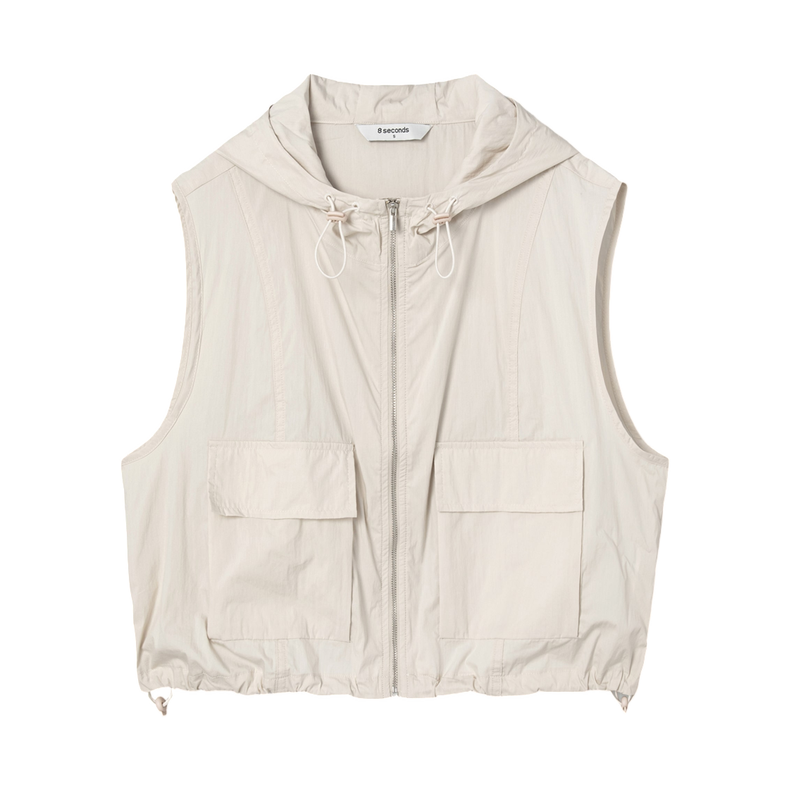 (W) 에잇세컨즈 스트링 후드 베스트 아이보리((W) 8seconds String Hoodie Vest Ivory) - 1