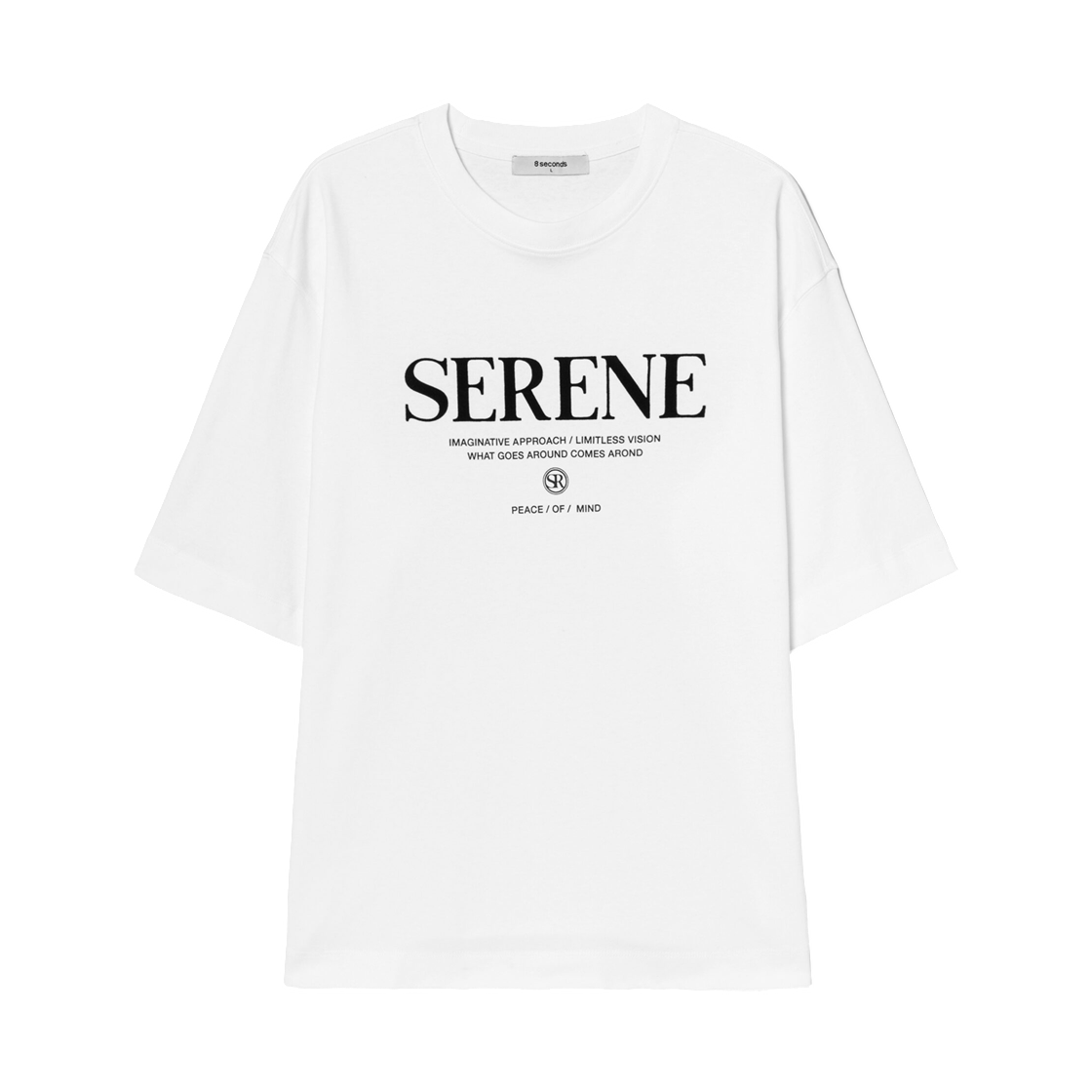 215342BY11 8seconds Soft Cotton Simple Lettering T-Shirt White