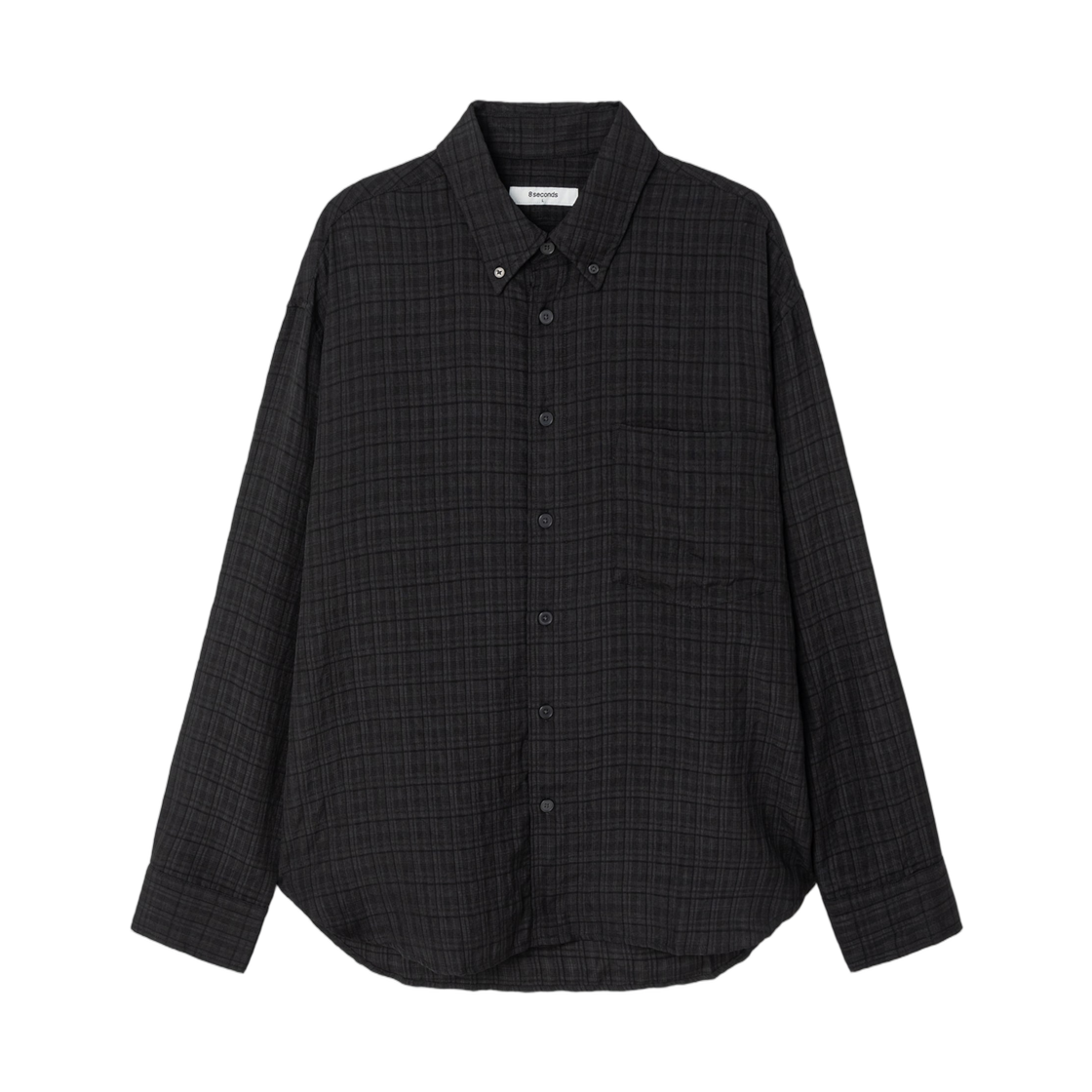 에잇세컨즈 시어 체크 오버핏 셔츠 블랙(8seconds Sheer Check Over Fit Shirt Black)