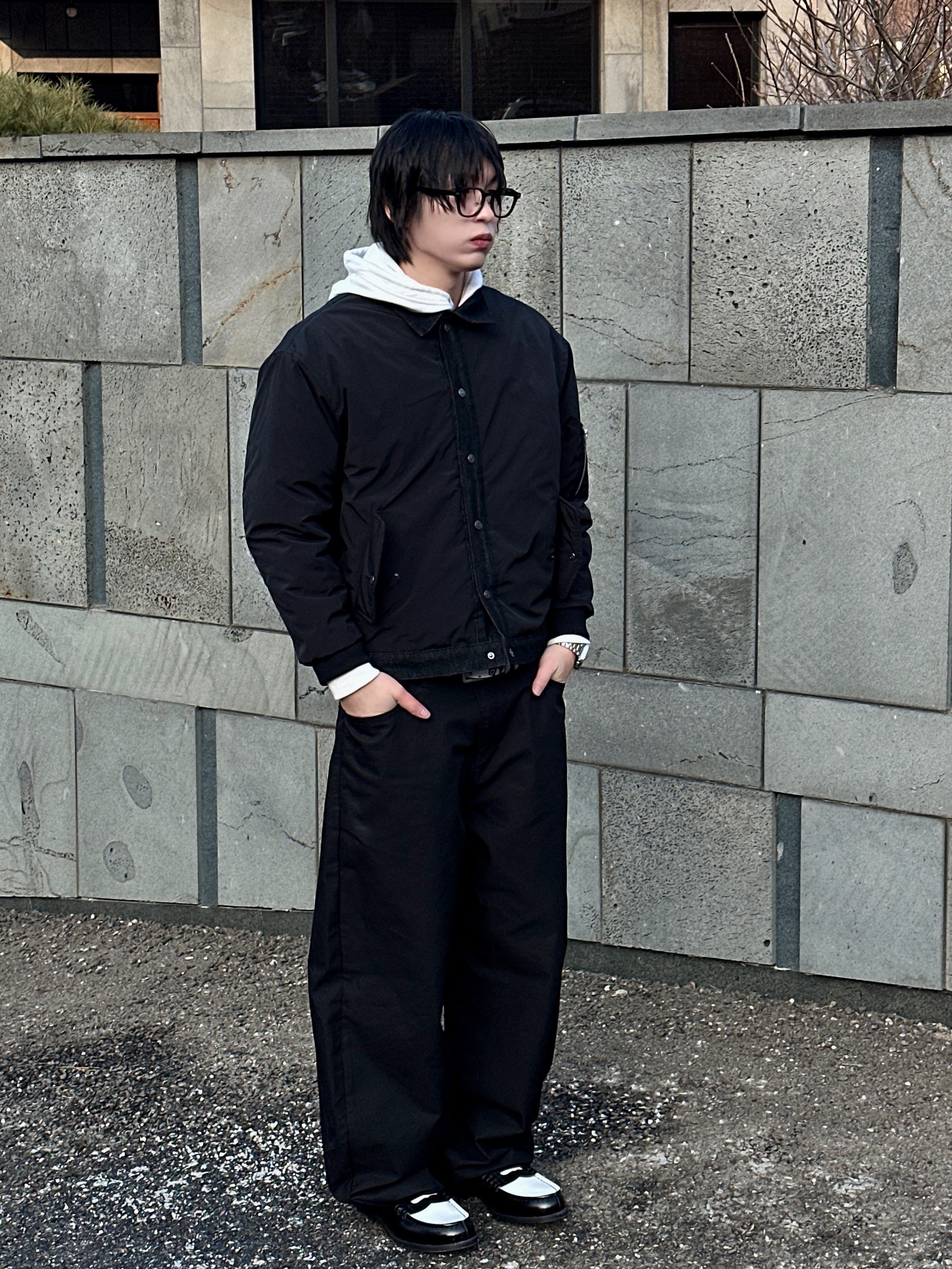 Haruta HS-906 Penny Loafer Black & White 착용 스타일 - 4