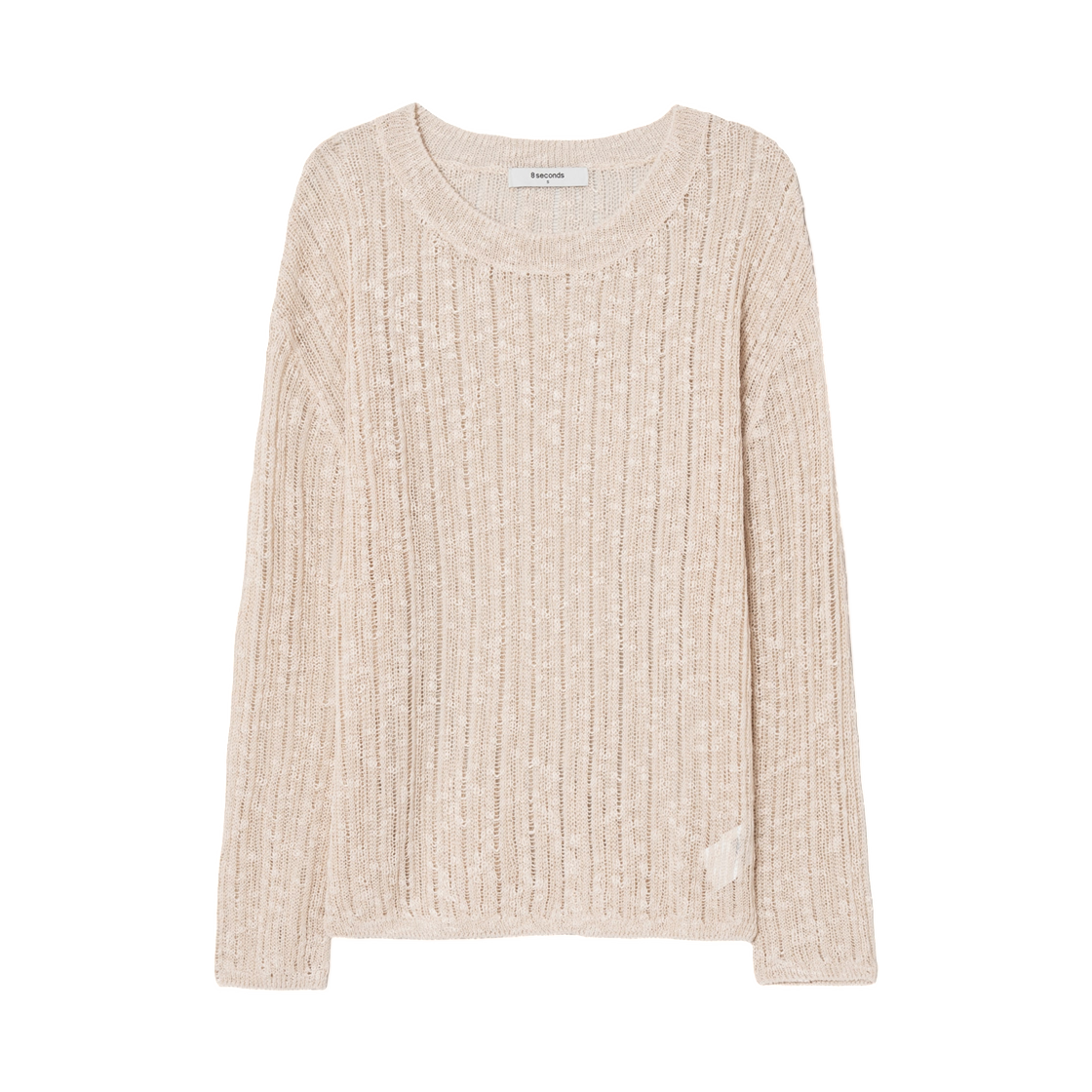 (W) 에잇세컨즈 포인텔 텍스쳐드 풀오버 베이지((W) 8seconds Pointelle Textured Pullover Beige)