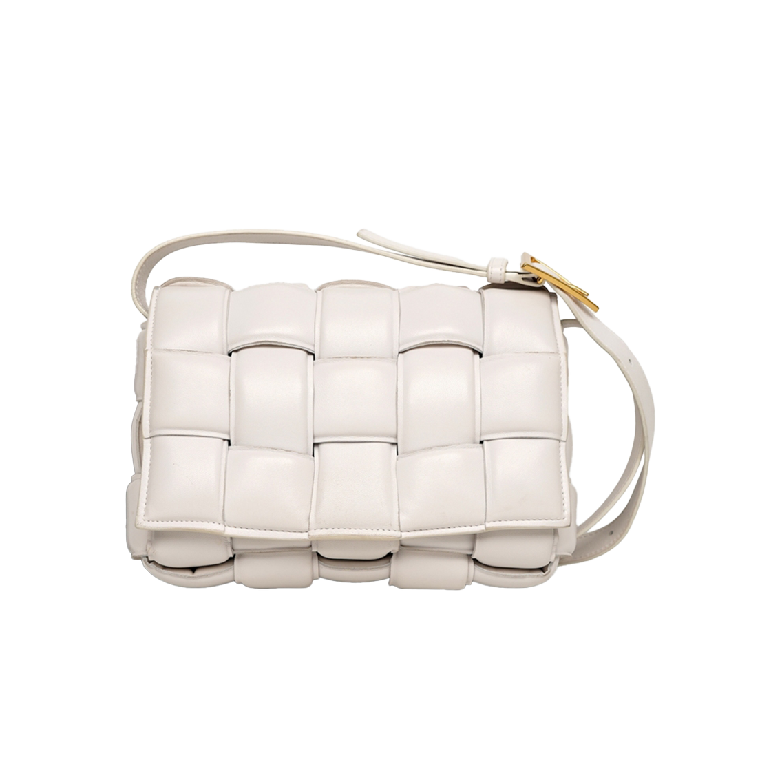 ITDV4KKOHRUG Bottega Veneta Padded Cassette Bag White