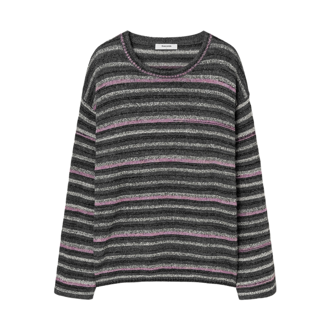 에잇세컨즈 믹스 얀 라운드 니트 애쉬(8seconds Mix Yarn Round Knit Ash)
