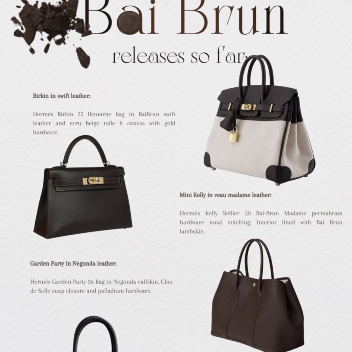 Hermes Garden Party 30 Bag Canvas Negonda & Palladium Bai Brun 착용 스타일