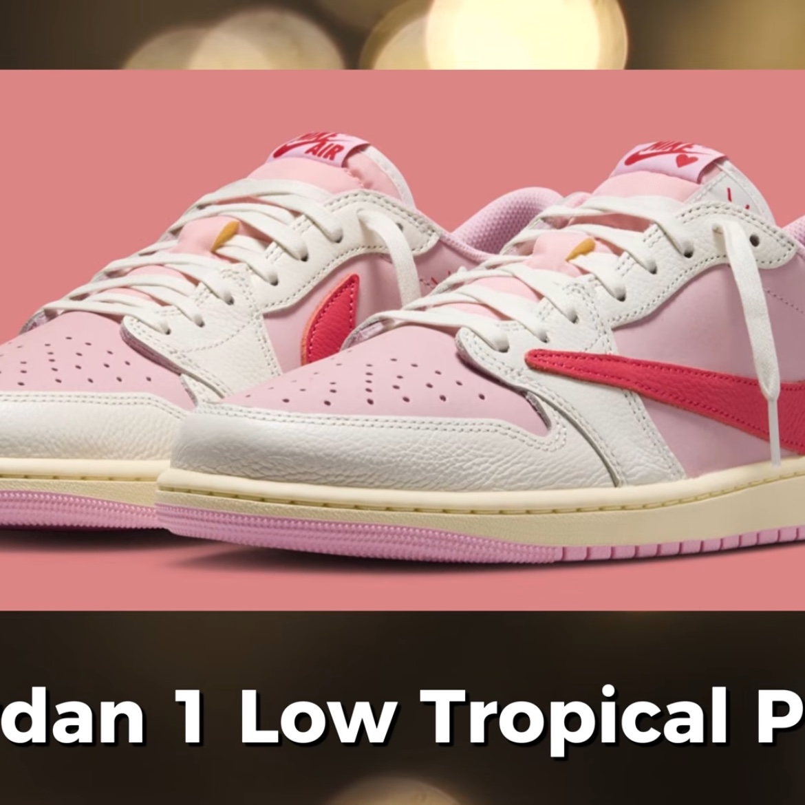 Jordan 1 x Travis Scott Retro Low OG SP Sail Tropical Pink 착용 스타일 - 2