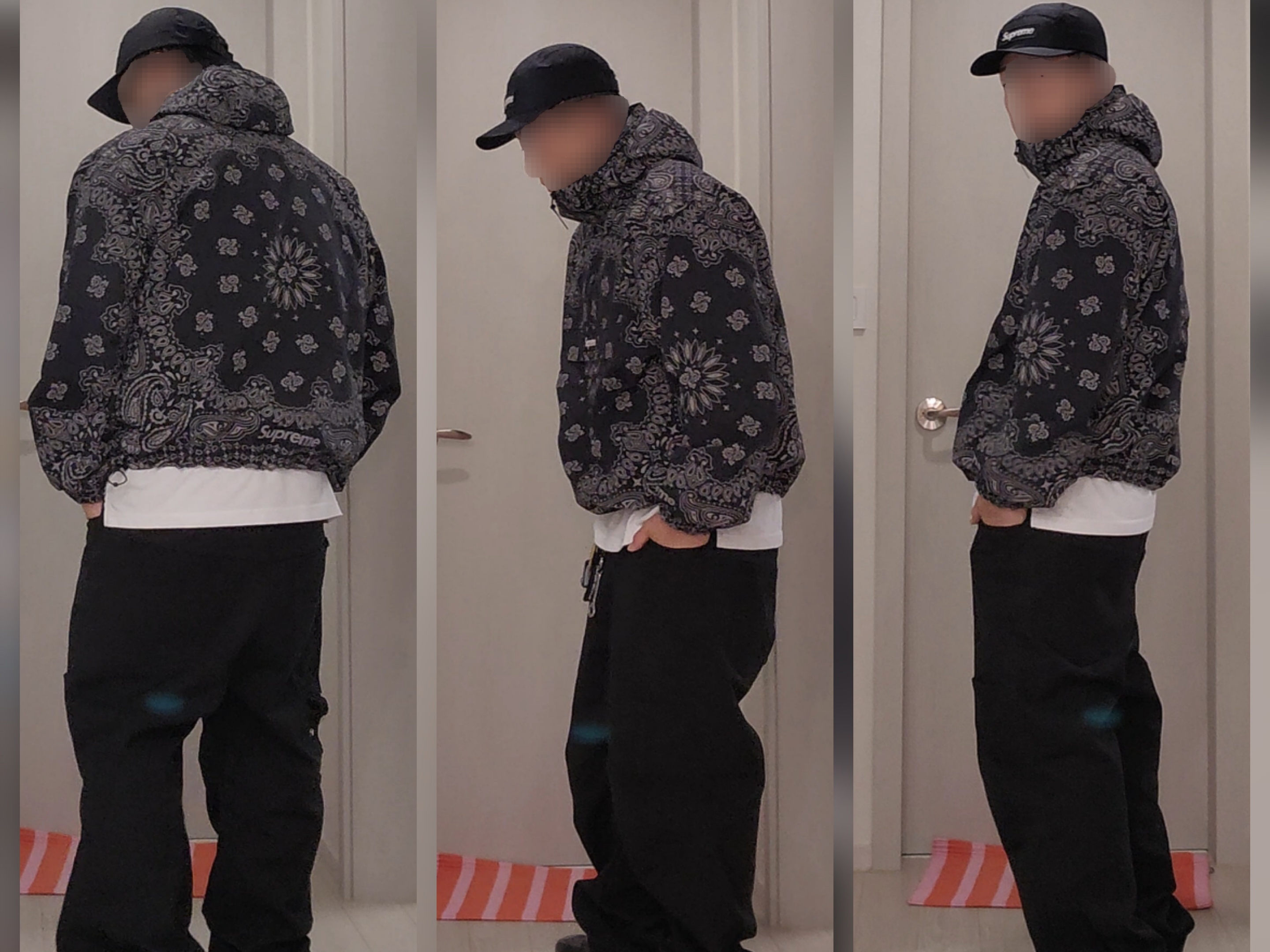 Supreme Reflective Bandana Anorak Black - 26SS, Supreme Gore-Tex Camp Cap Black - 26SS 착용 스타일 - 3