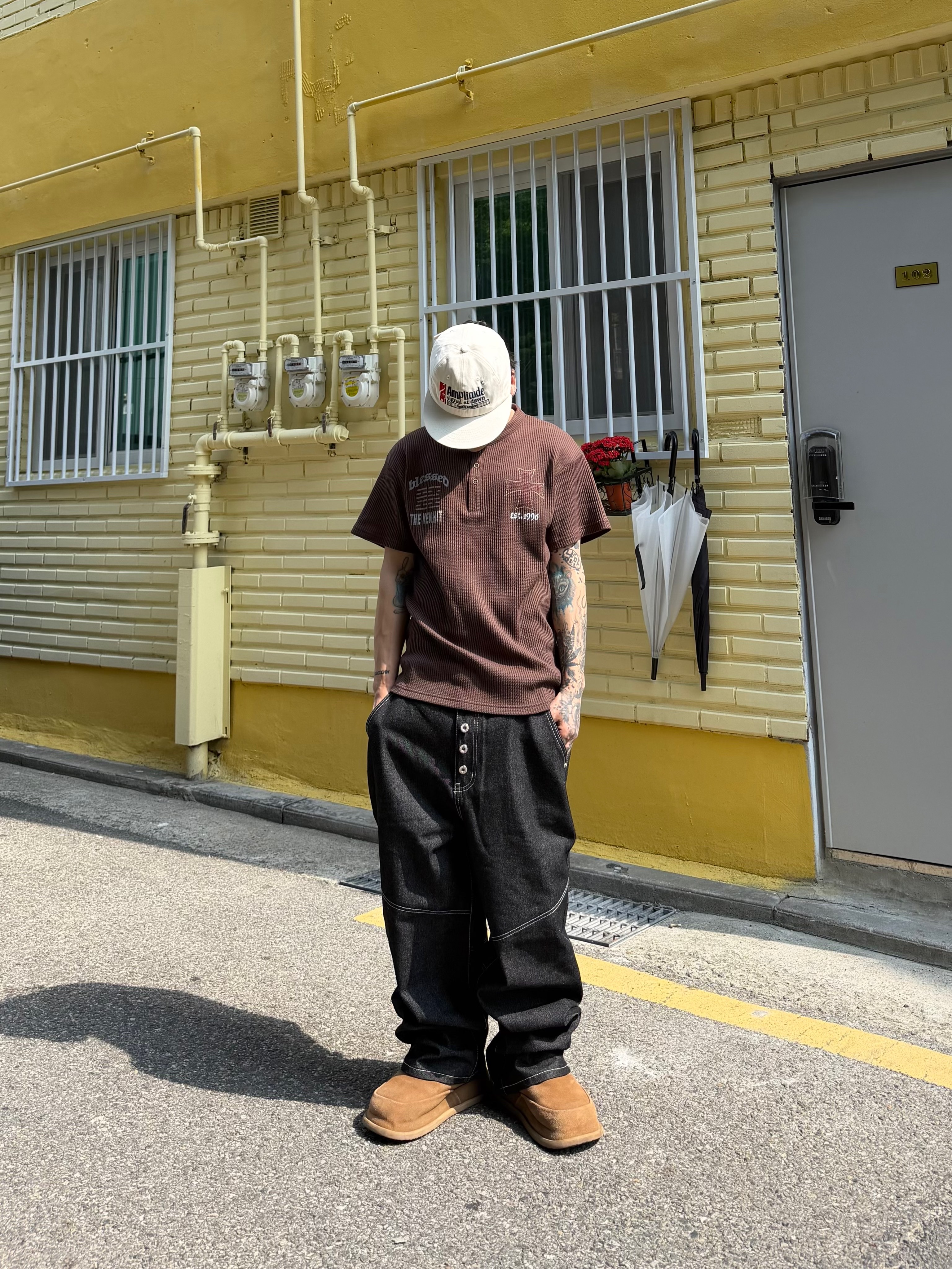 NONPARKING X kinchi N Road Boots Brown 착용 스타일 - 5