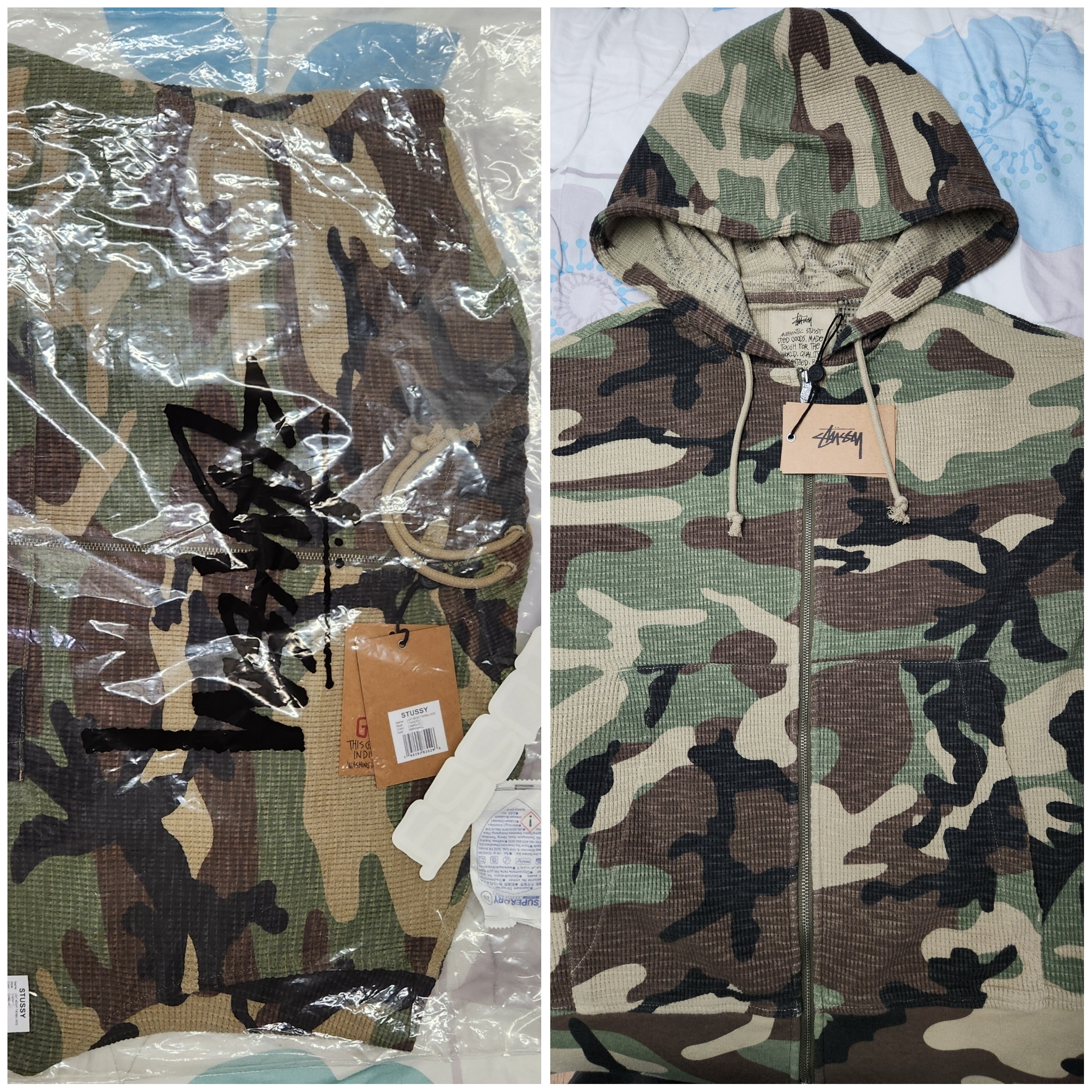 Stussy Lightweight Thermal Hoodie Camo 착용 스타일