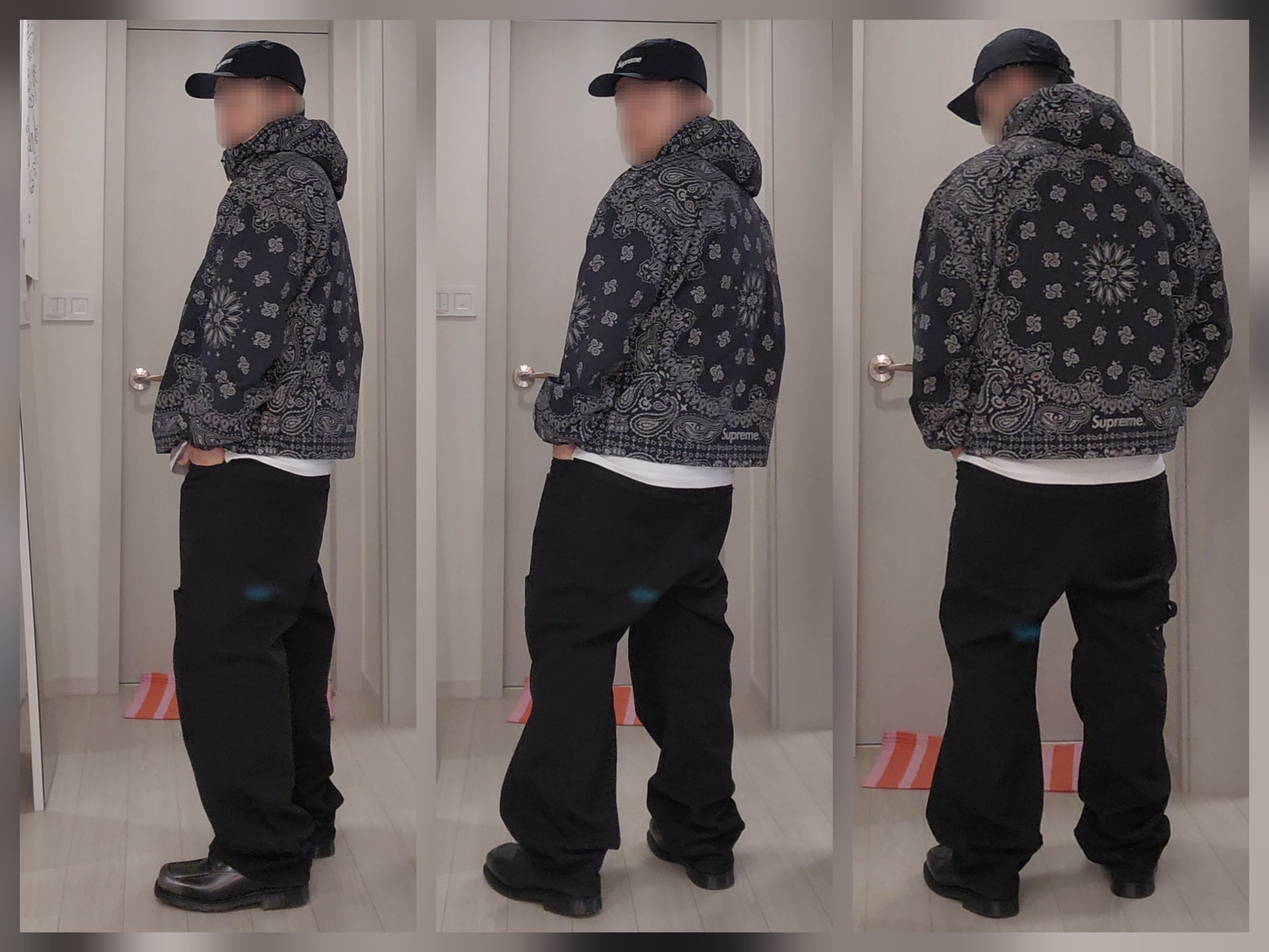 Supreme Reflective Bandana Anorak Black - 26SS, Supreme Gore-Tex Camp Cap Black - 26SS 착용 스타일 - 2
