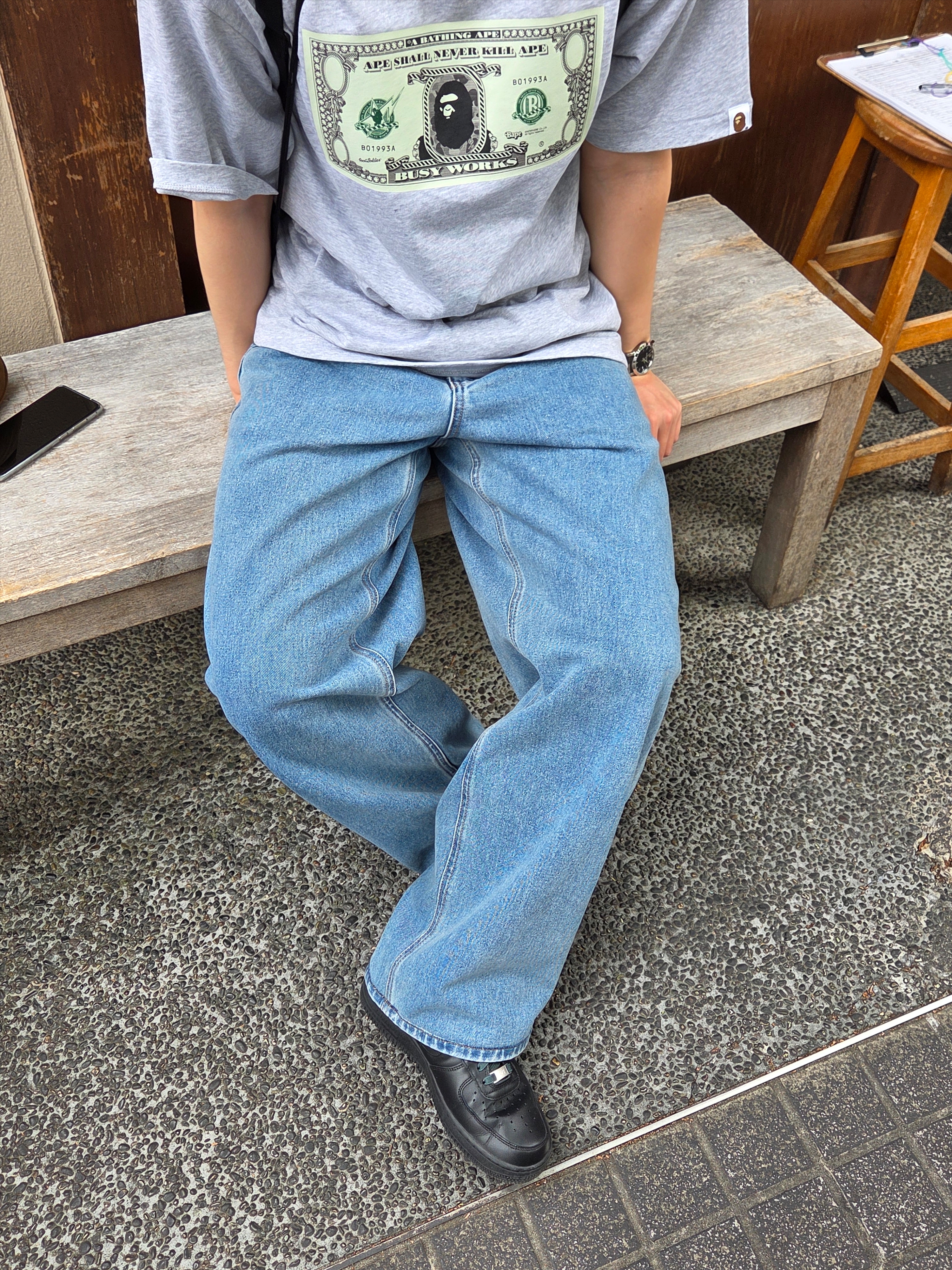 BAPE Banknote T-Shirt Gray 착용 스타일