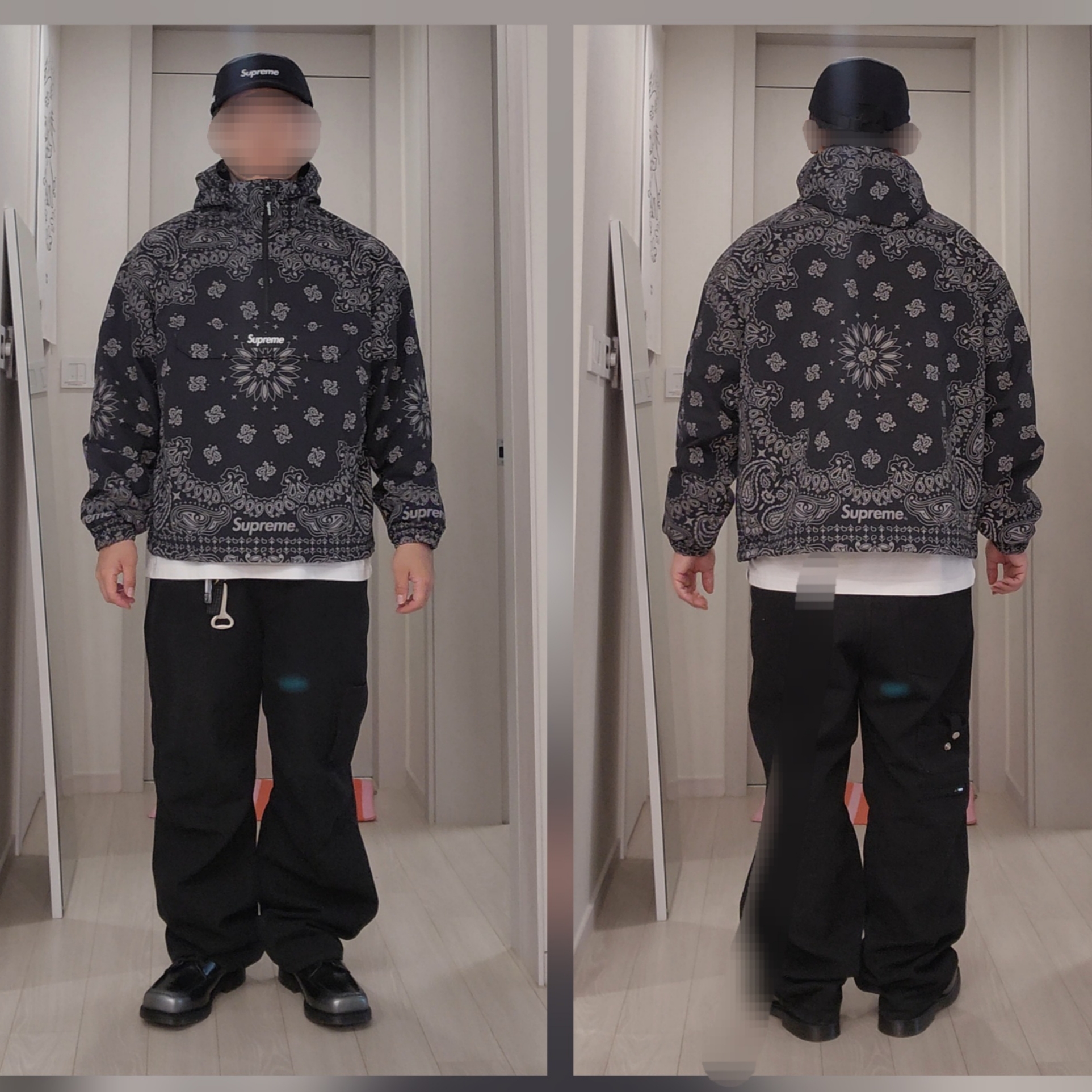 Supreme Reflective Bandana Anorak Black - 26SS, Supreme Bottle Opener Keychain Silver - 24FW 착용 스타일 - 2