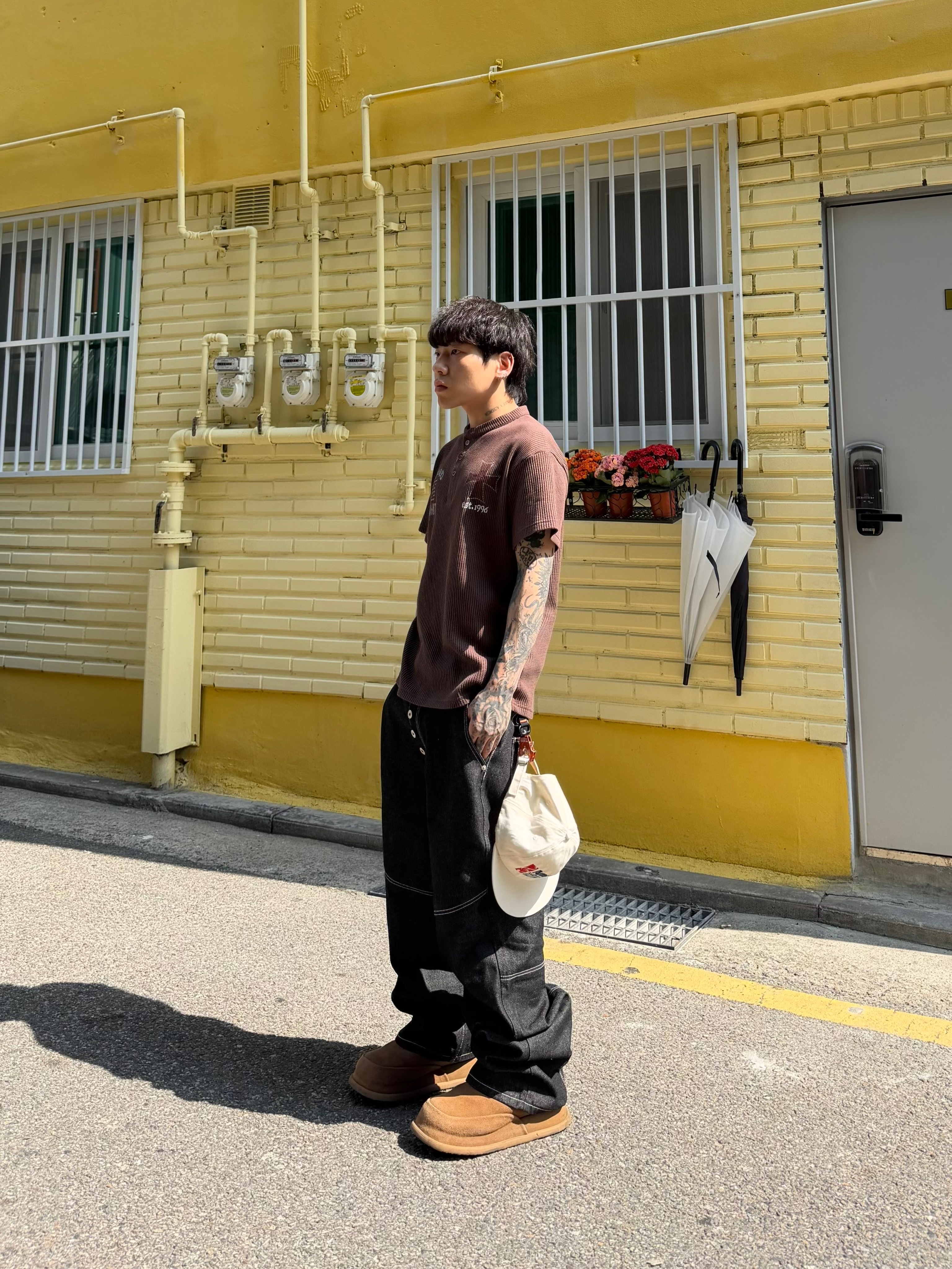NONPARKING X kinchi N Road Boots Brown 착용 스타일 - 3