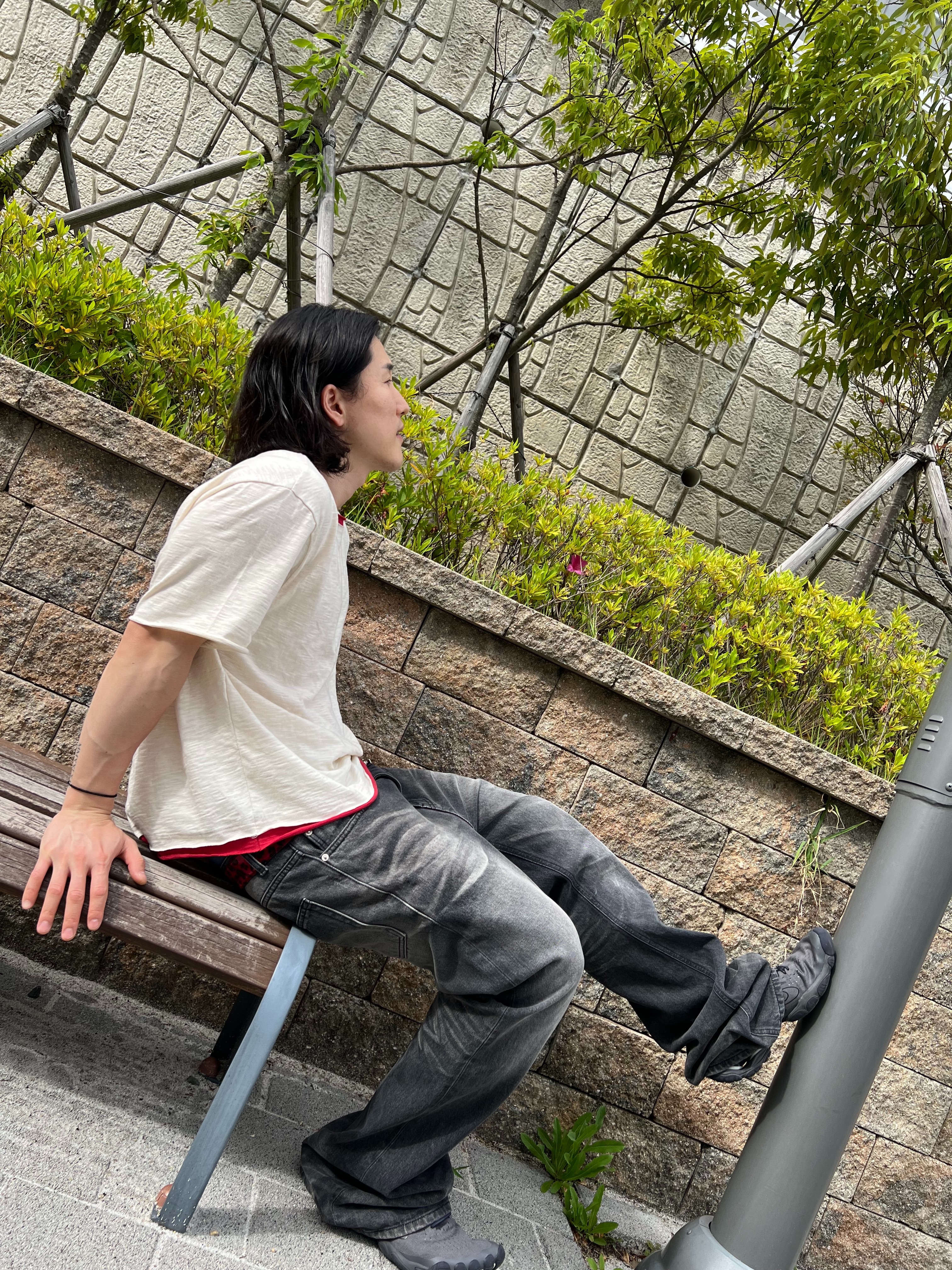 MJD Flared Denim Pants Black, Balenciaga Anatomic Runner Sneakers Grey 착용 스타일 - 8
