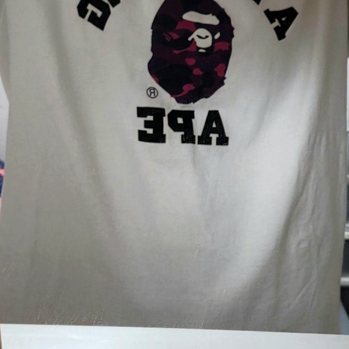 BAPE Color Camo College T-Shirt White Purple 착용 스타일