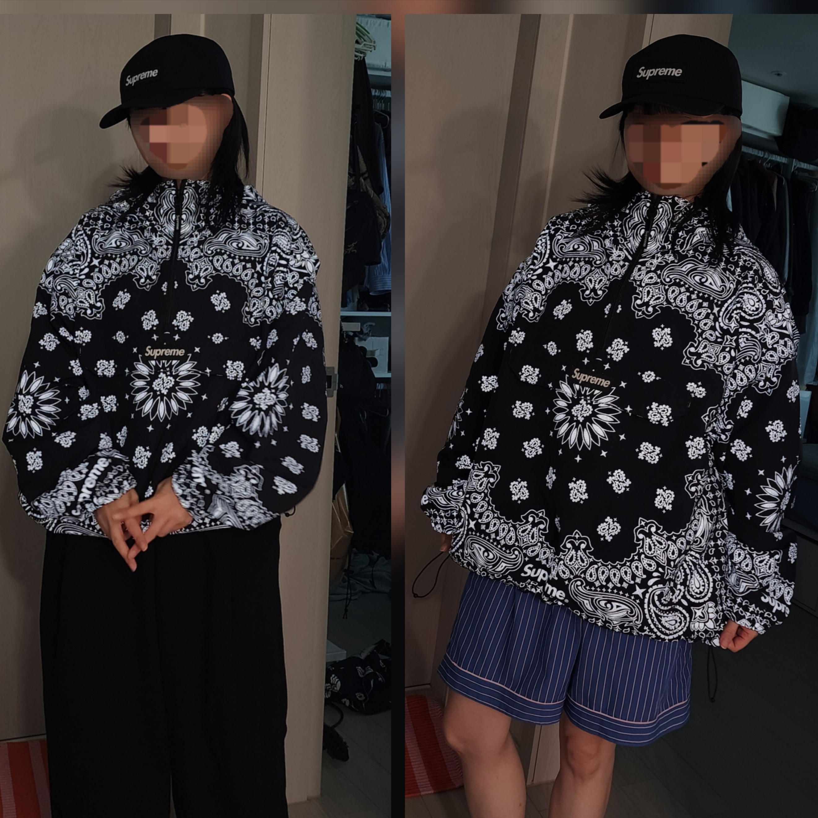 Supreme Reflective Bandana Anorak Black - 26SS, Supreme Gore-Tex Camp Cap Black - 26SS 착용 스타일 - 2