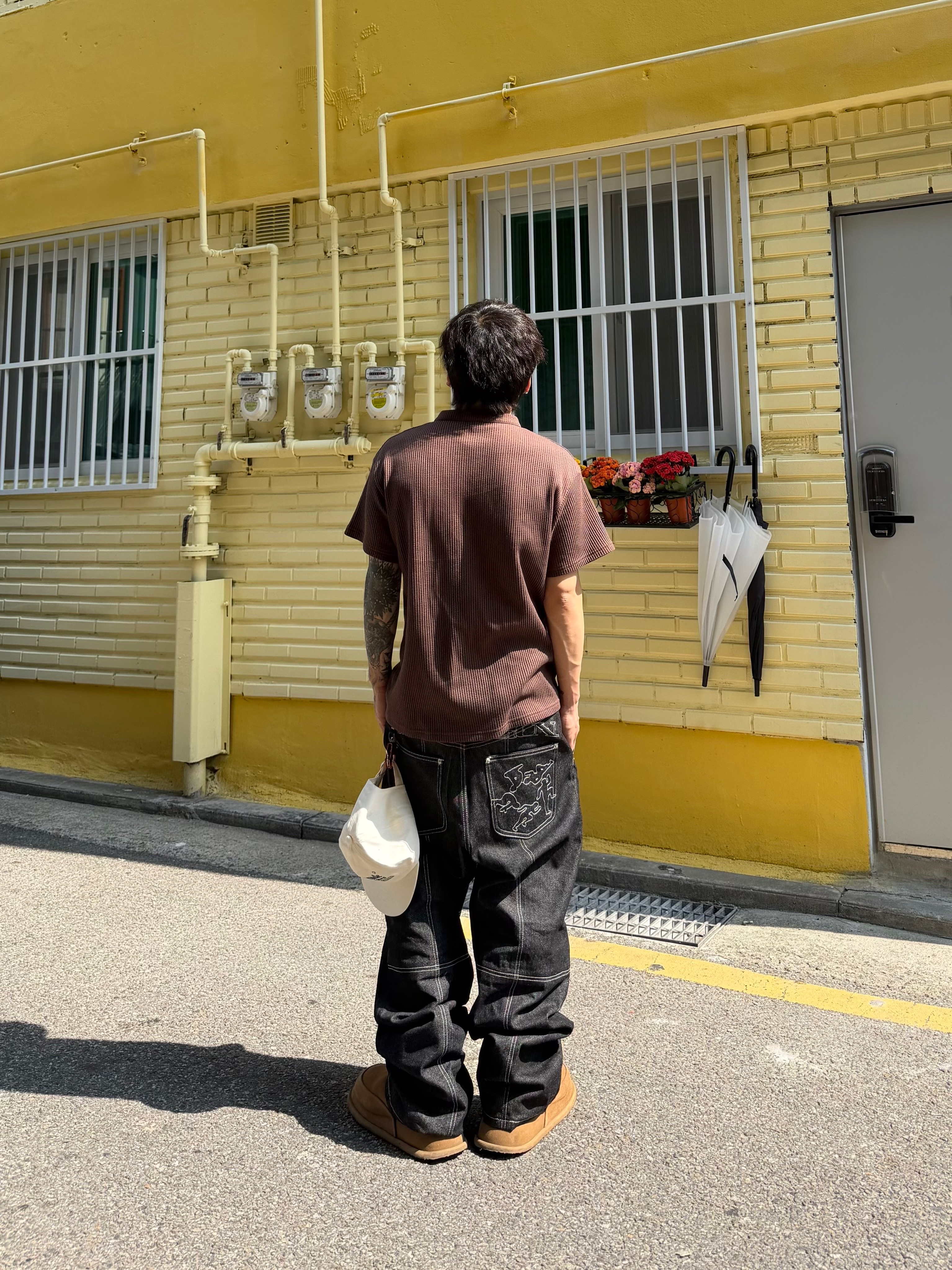NONPARKING X kinchi N Road Boots Brown 착용 스타일 - 4