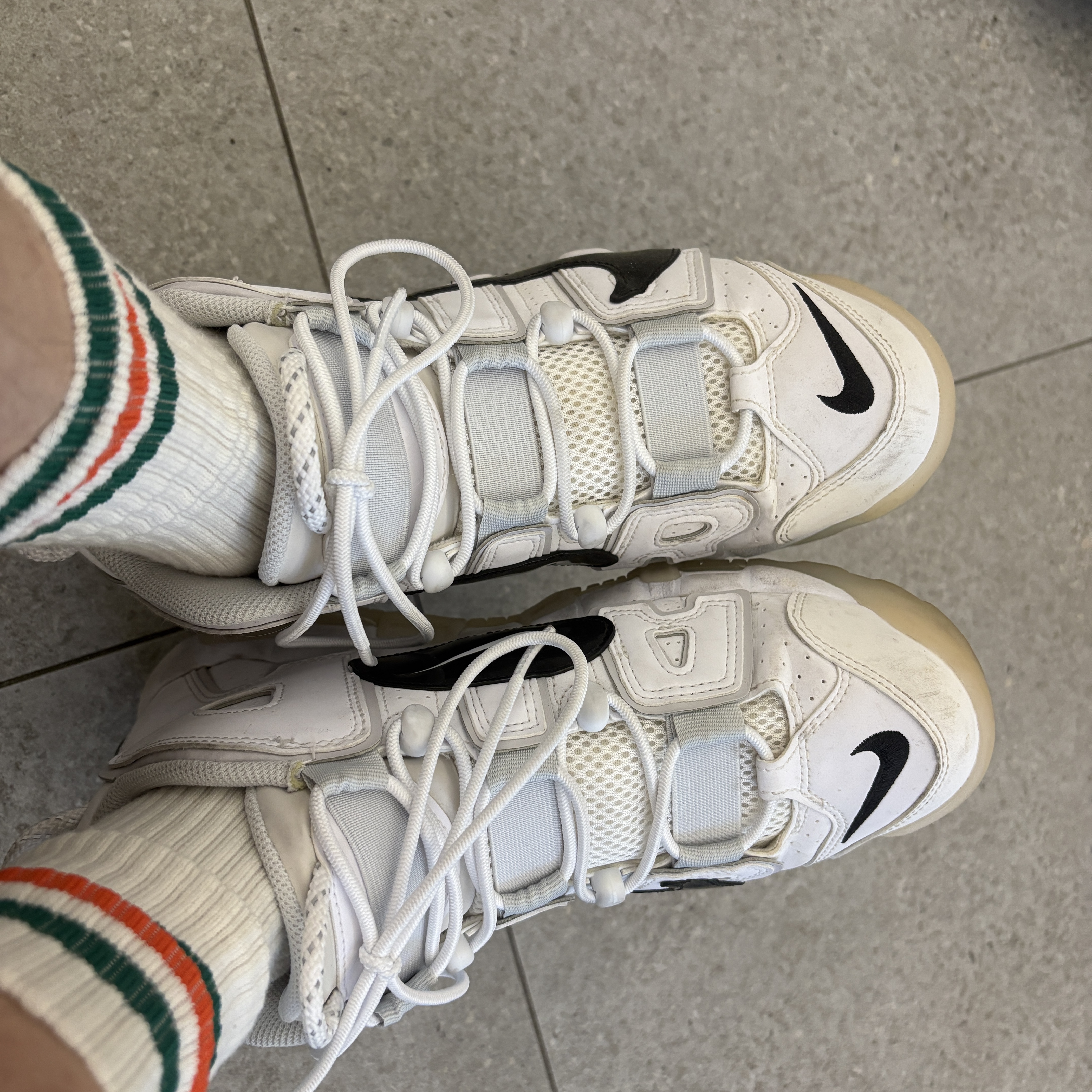Nike Air More Uptempo 96 Copy and Paste White 착용 스타일