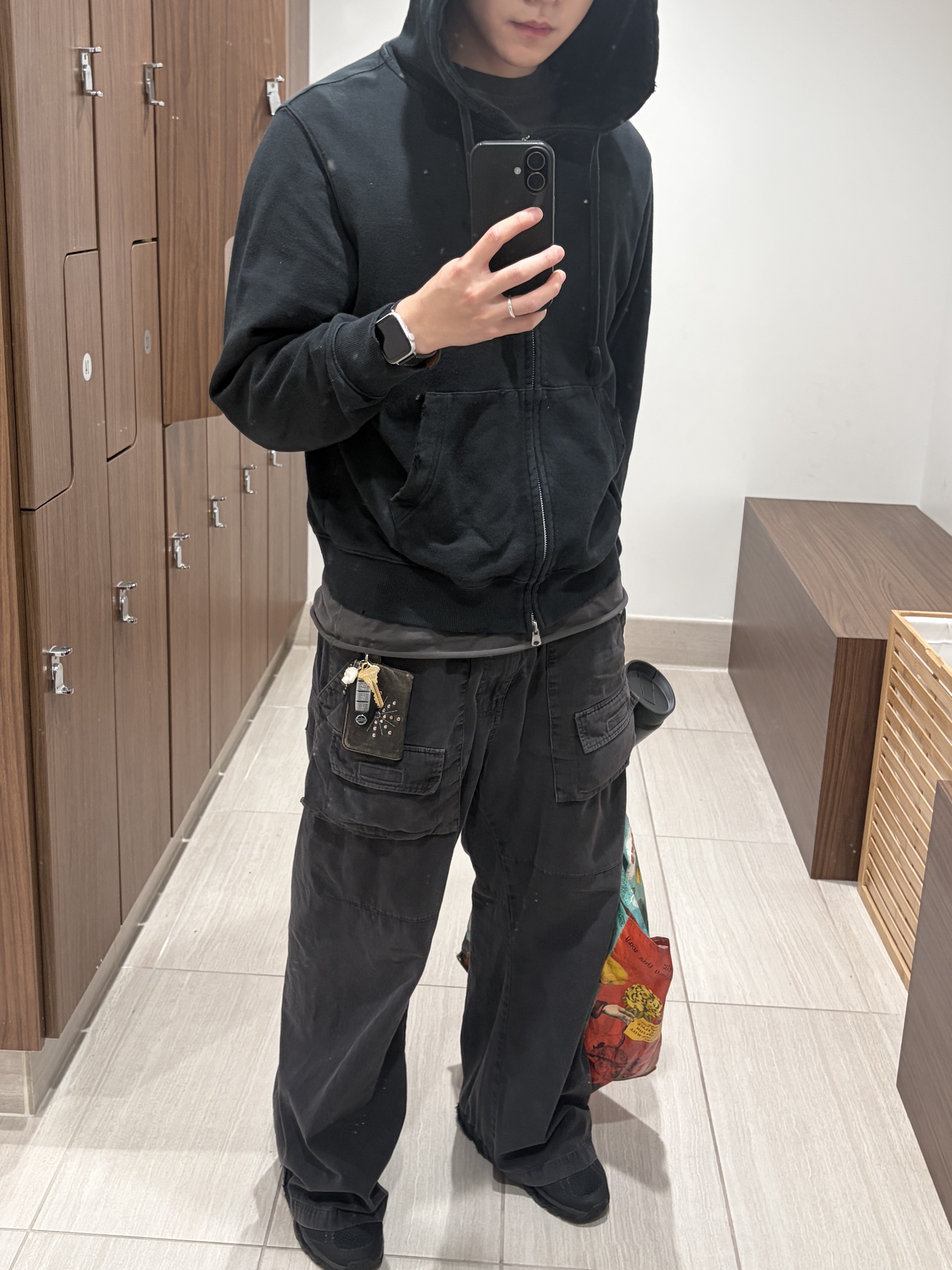 Polyteru Front Cargo Pants 1.2v Black, [프리오더] Polyteru Rivet Card Wallet Black 착용 스타일