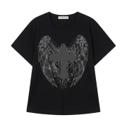 SLOW RECORD HOUSE Cross Wing T-Shirt Black