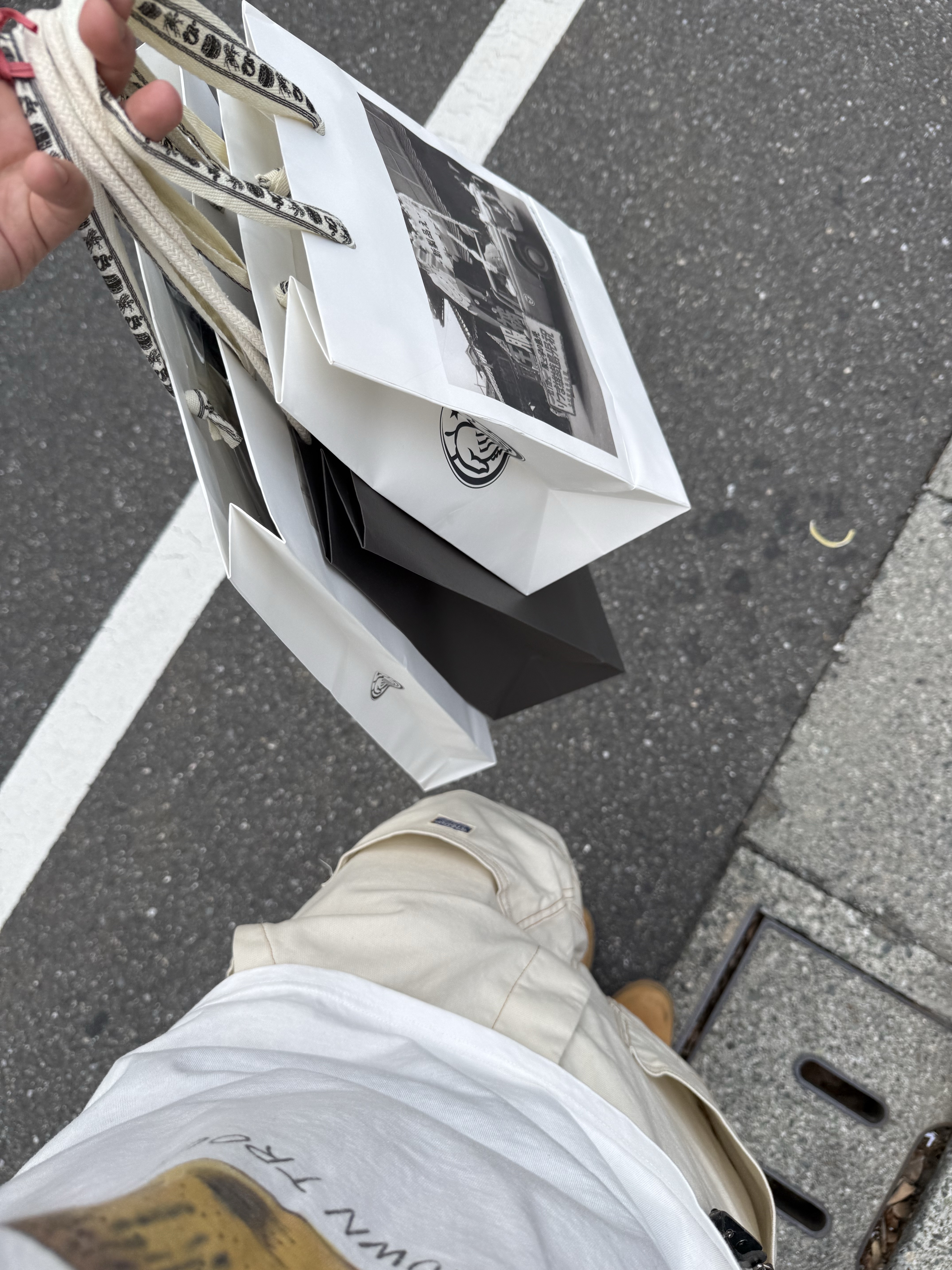 Kapital 20 Jersey Crew T-Shirt 2 Trout Peckish Rainbow Y Pt White, Kapital Thin Canvas Lumbar Pants Kinari 착용 스타일 - 1