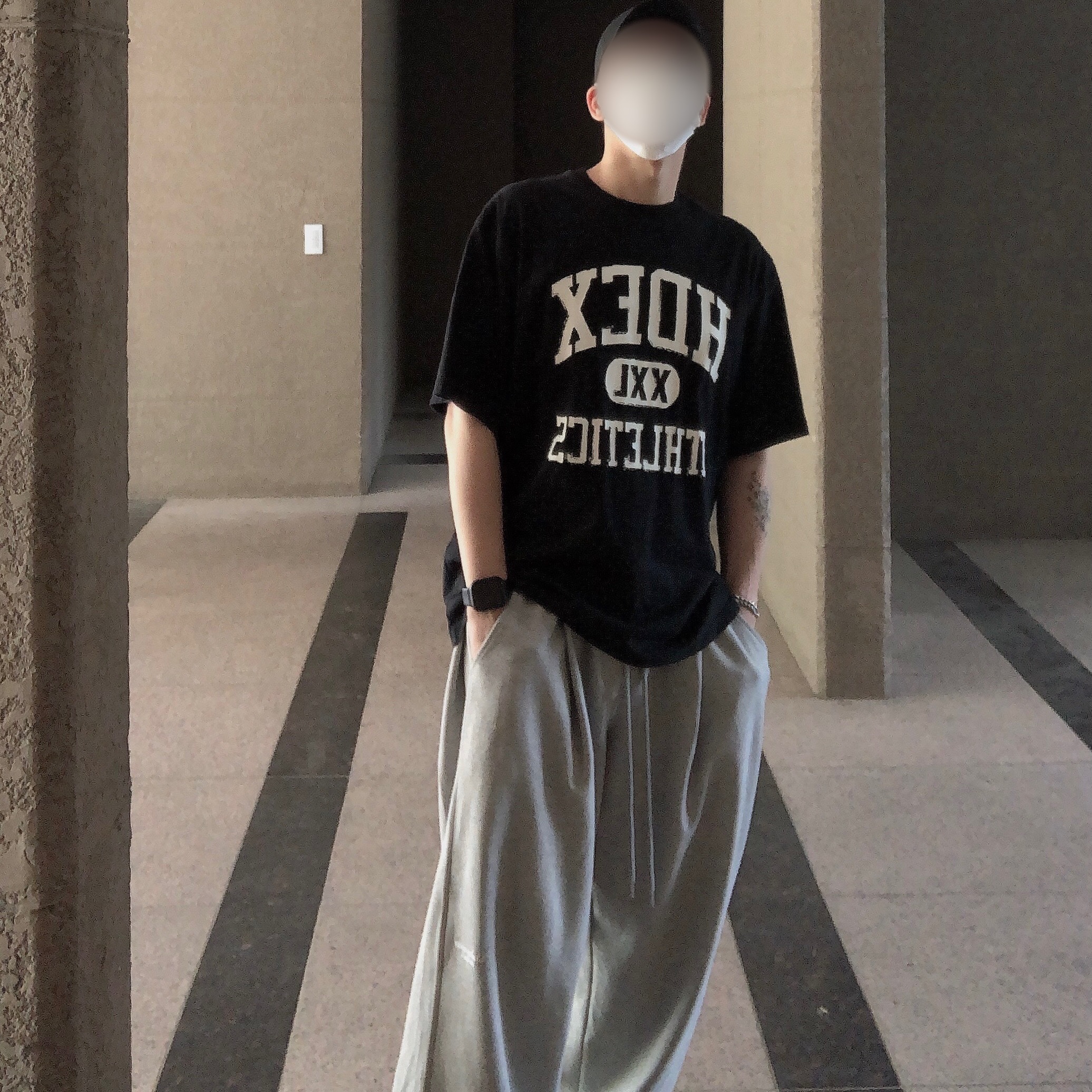 Undermycar Mu.03 Anti Fxxking Logo Play Oversized Sweat Jogger Melange Gray 착용 스타일 - 3