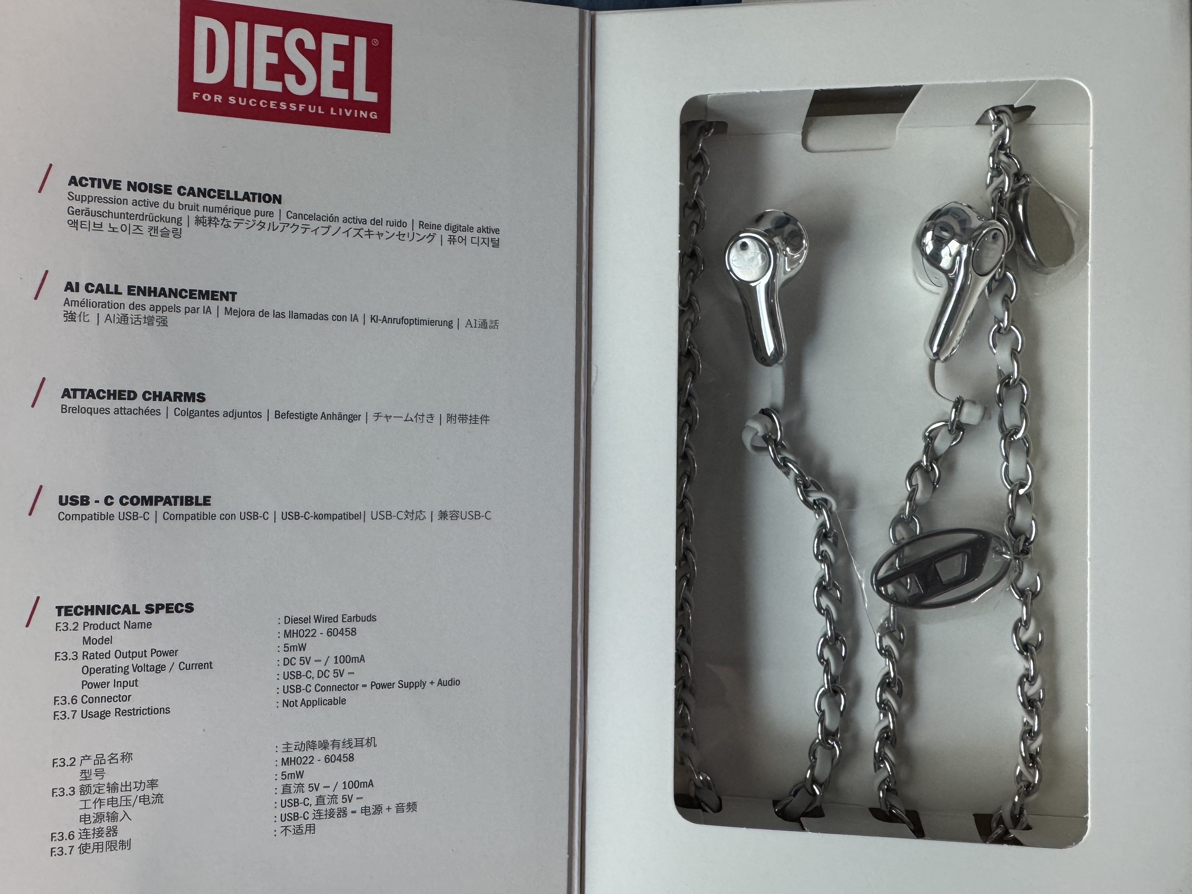 Diesel Wired Earbuds Silver (Korean Ver.) 착용 스타일