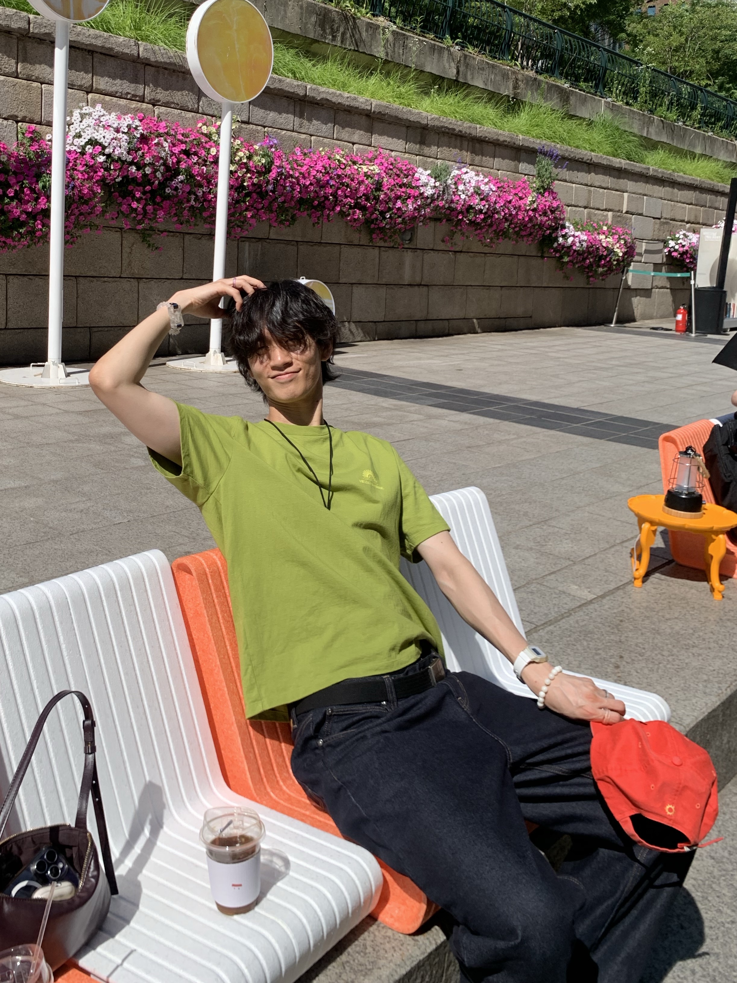 Hello Sunrise Washed Sunrise Cat Logo 6Panel Cap Scarlet Orange, Supreme x The North Face Compass Necklace Clear - 18FW 착용 스타일 - 2