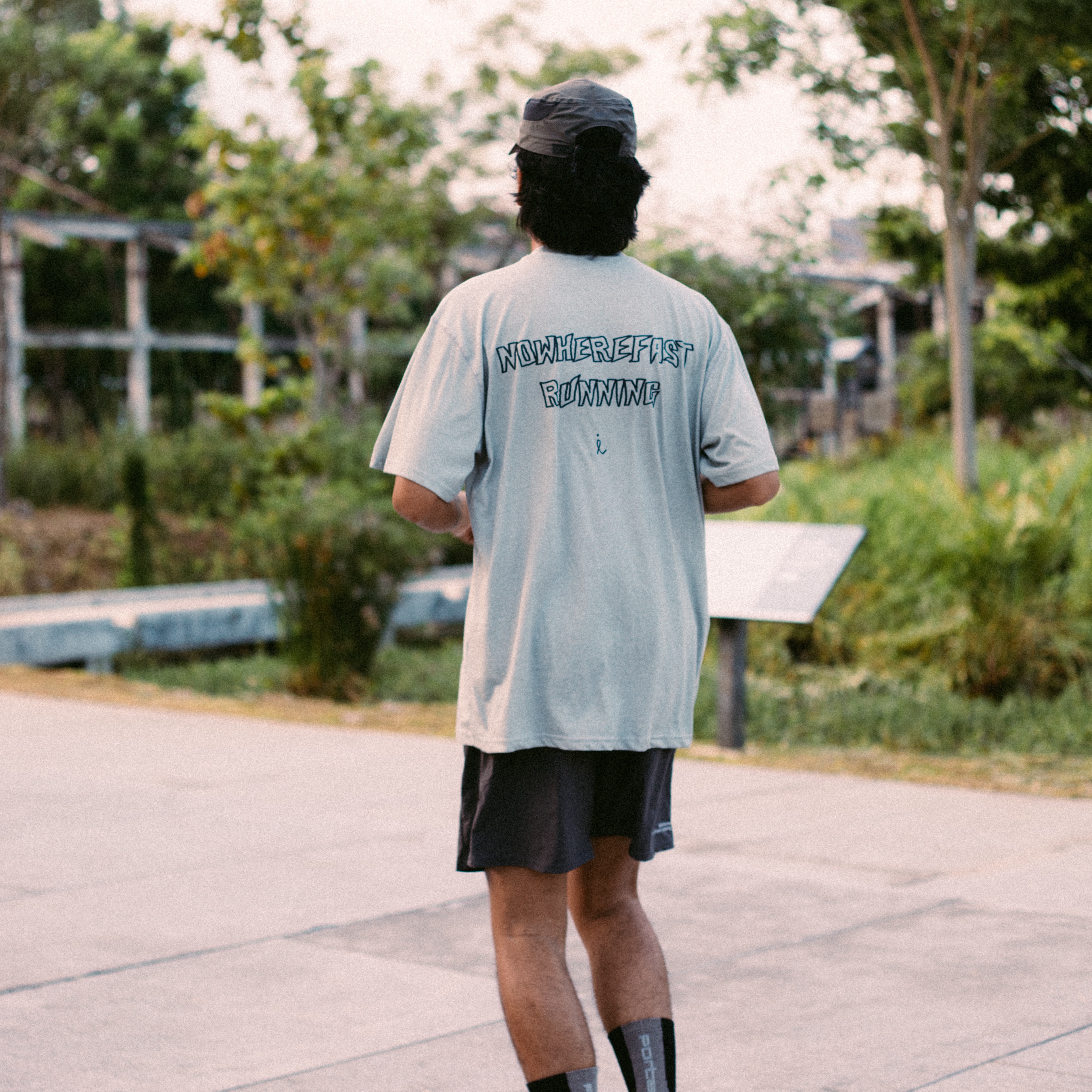 lainlame Whyrunfast Short T-Shirts Grey 착용 스타일 - 4
