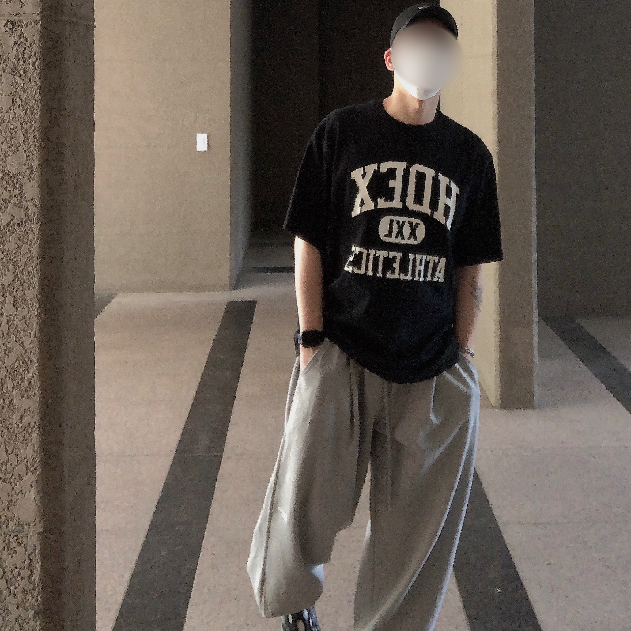 Undermycar Mu.03 Anti Fxxking Logo Play Oversized Sweat Jogger Melange Gray 착용 스타일 - 1
