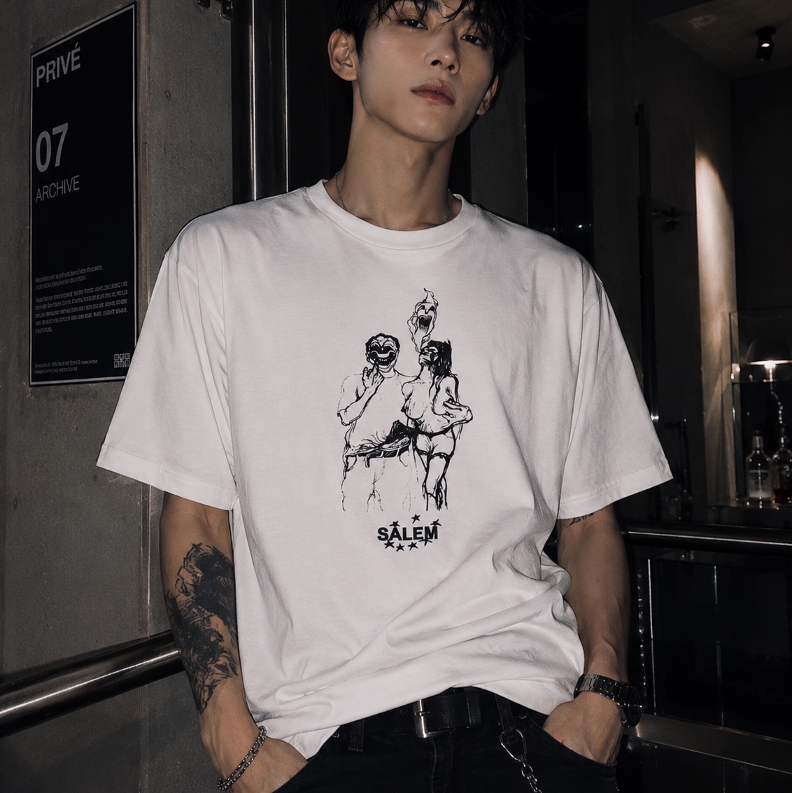 Supreme x Salem T-Shirt White - 26SS 착용 스타일