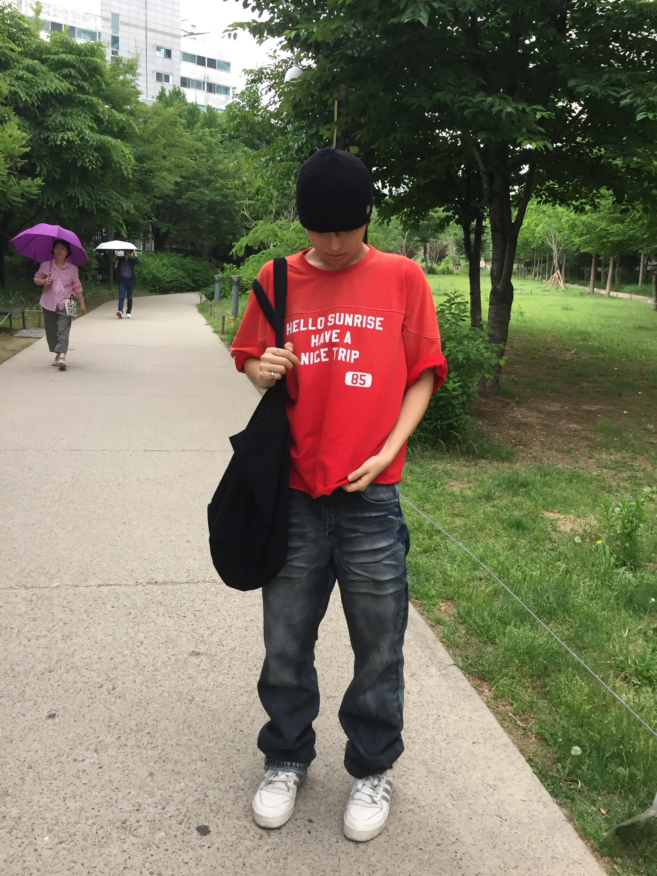 Human Made Baseball Cap Navy, Cornerbless Regular Sagging Dirty Denim Pants Dark Blue 착용 스타일 - 3