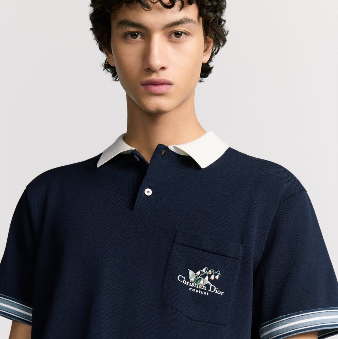 Dior Couture Lily of the Valley Polo Shirt Blue 착용 스타일 - 1