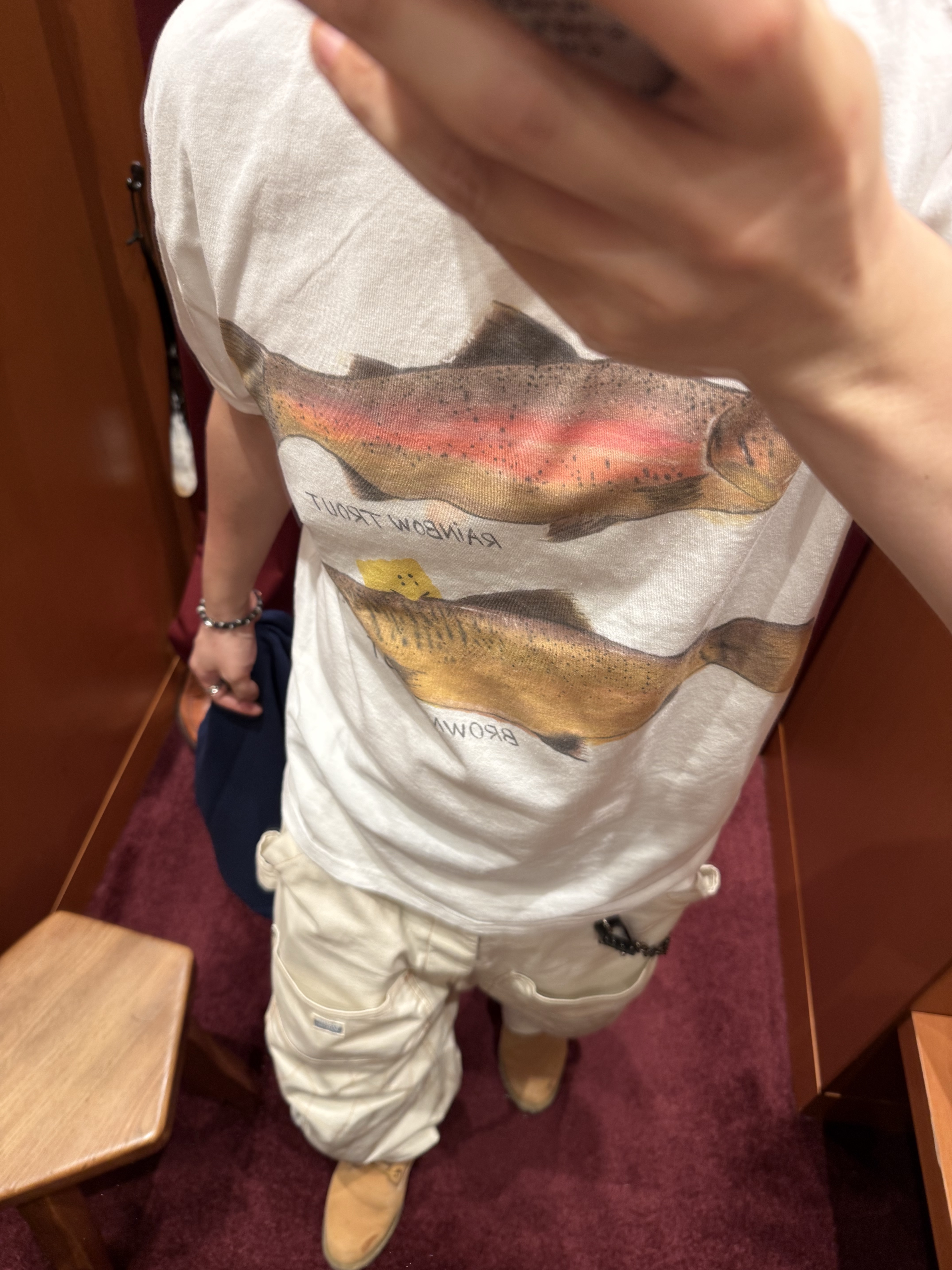 Kapital 20 Jersey Crew T-Shirt 2 Trout Peckish Rainbow Y Pt White, Kapital Thin Canvas Lumbar Pants Kinari 착용 스타일 - 2