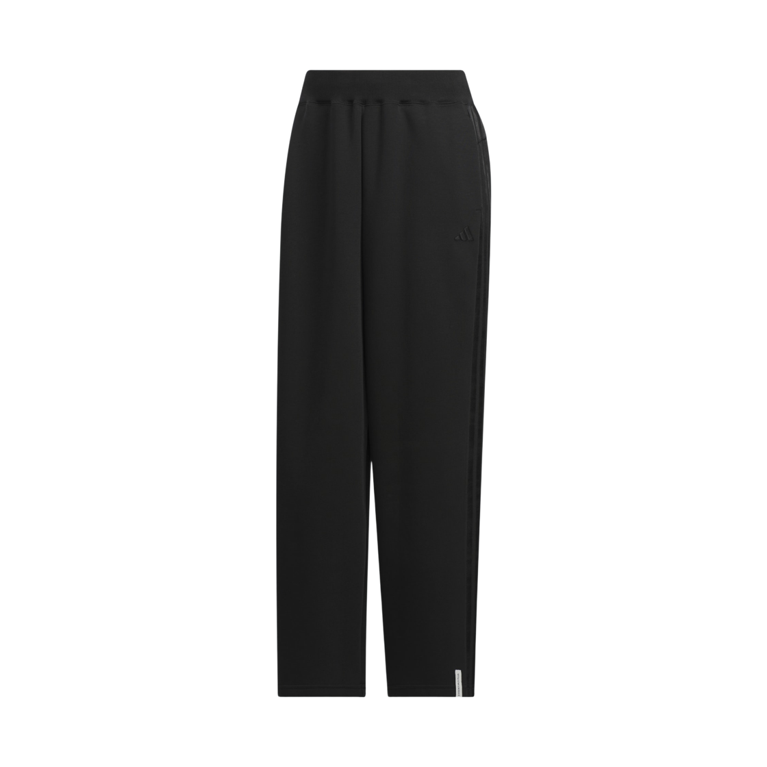 KF8244 (W) Adidas Essentials Plus 3-Stripe Spacer Knit Loose Fit Straight Open Hem Joggers Black - KR Sizing
